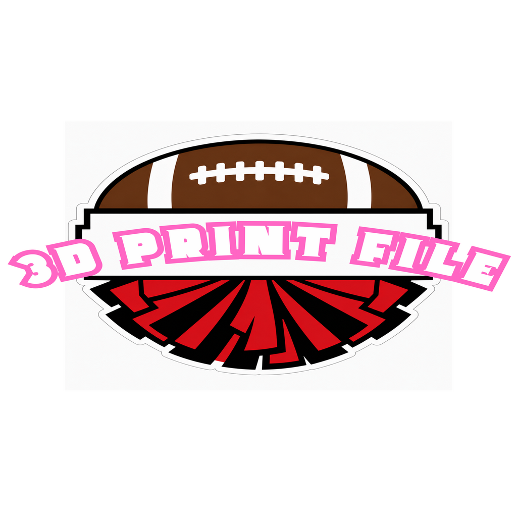Split Football Pompom Cheerstick 3D Print File | Personalized Football Spirit Stick | 3MF Digital Download