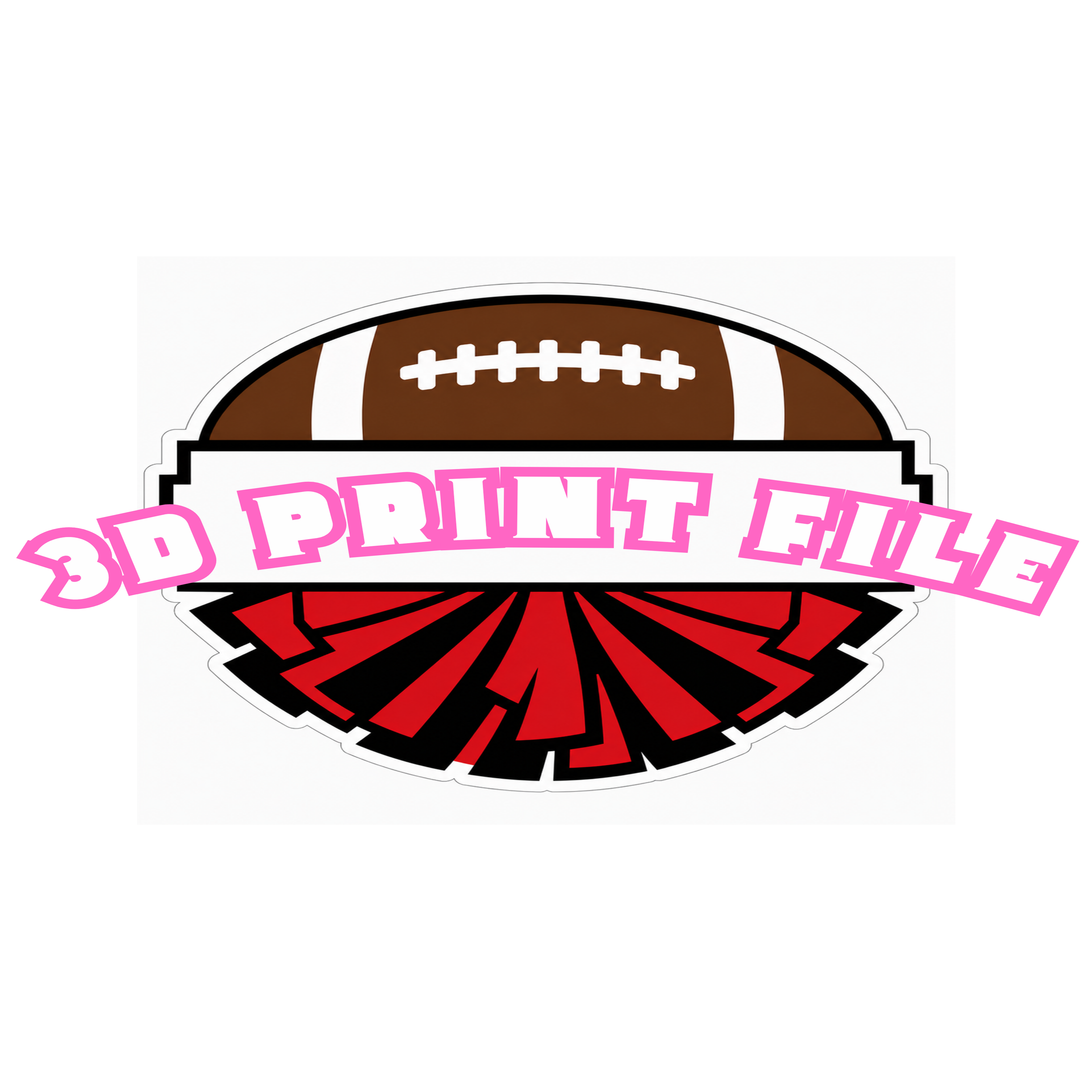 Split Football Pompom Cheerstick 3D Print File | Personalized Football Spirit Stick | 3MF Digital Download