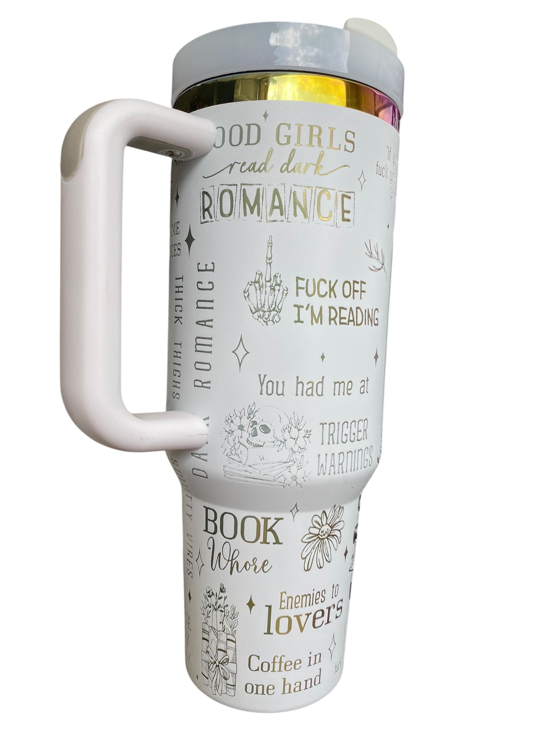 Smut Queen Tumbler - Dark Romance Reader Tumbler -  Engraved Cup - Custom Engraved Cup   40oz tumbler with handle - Romance Book Theme