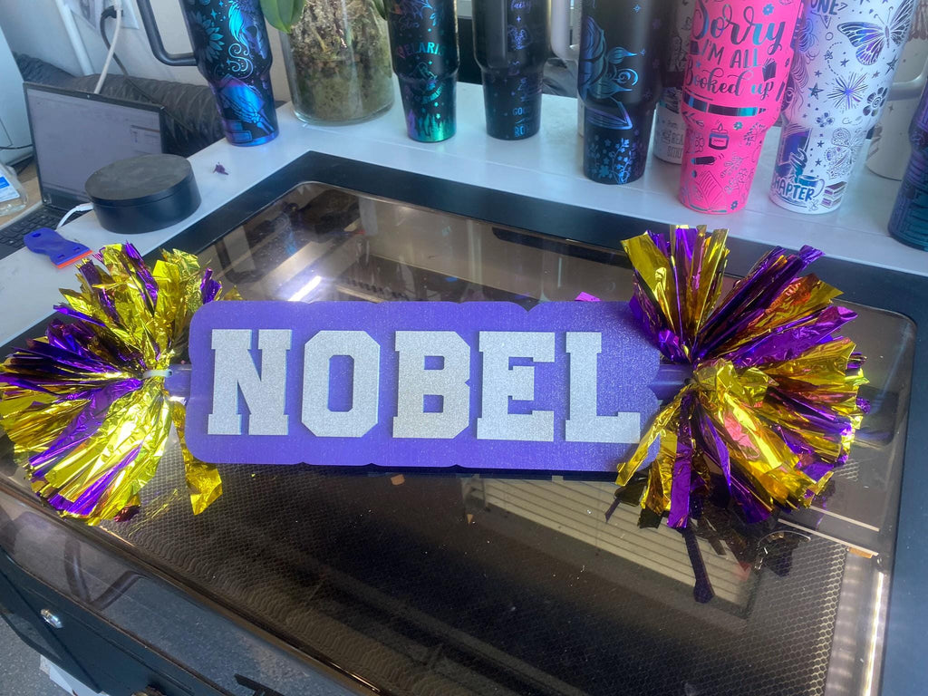 Go Panthers Red White Custom Cheer Stick  -Game Day Signs - Pom Pom Sign - Custom Cheer Stick - Personalized Name Cheer Sign - Pom Poms