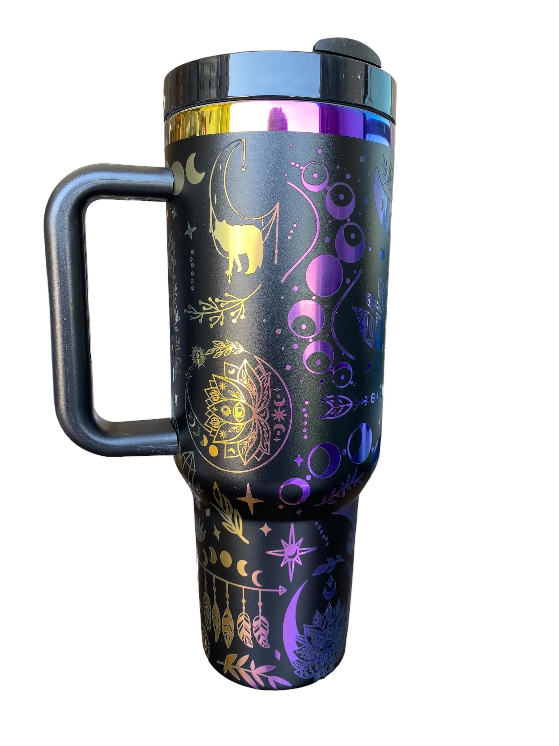 Celestial Wolf Tumbler - Wolf Tumbler - Witch Tumbler - Shifter Tumbler - Celestial engraved Tumbler - 40oz tumbler