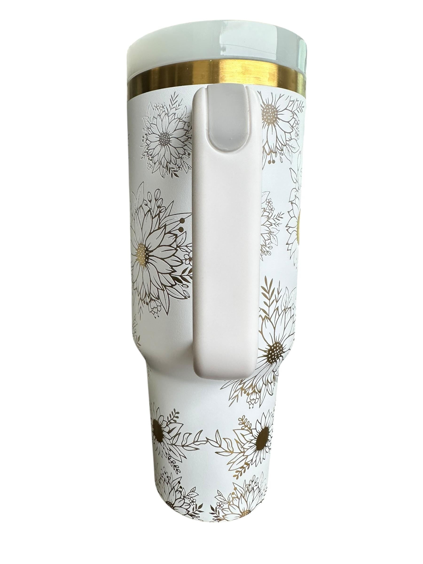 Floral Horse tumbler -  Western Engraved Tumbler  - Horse Lover engraved Country Tumbler - 40oz tumbler with handle - Horse Riding Gift