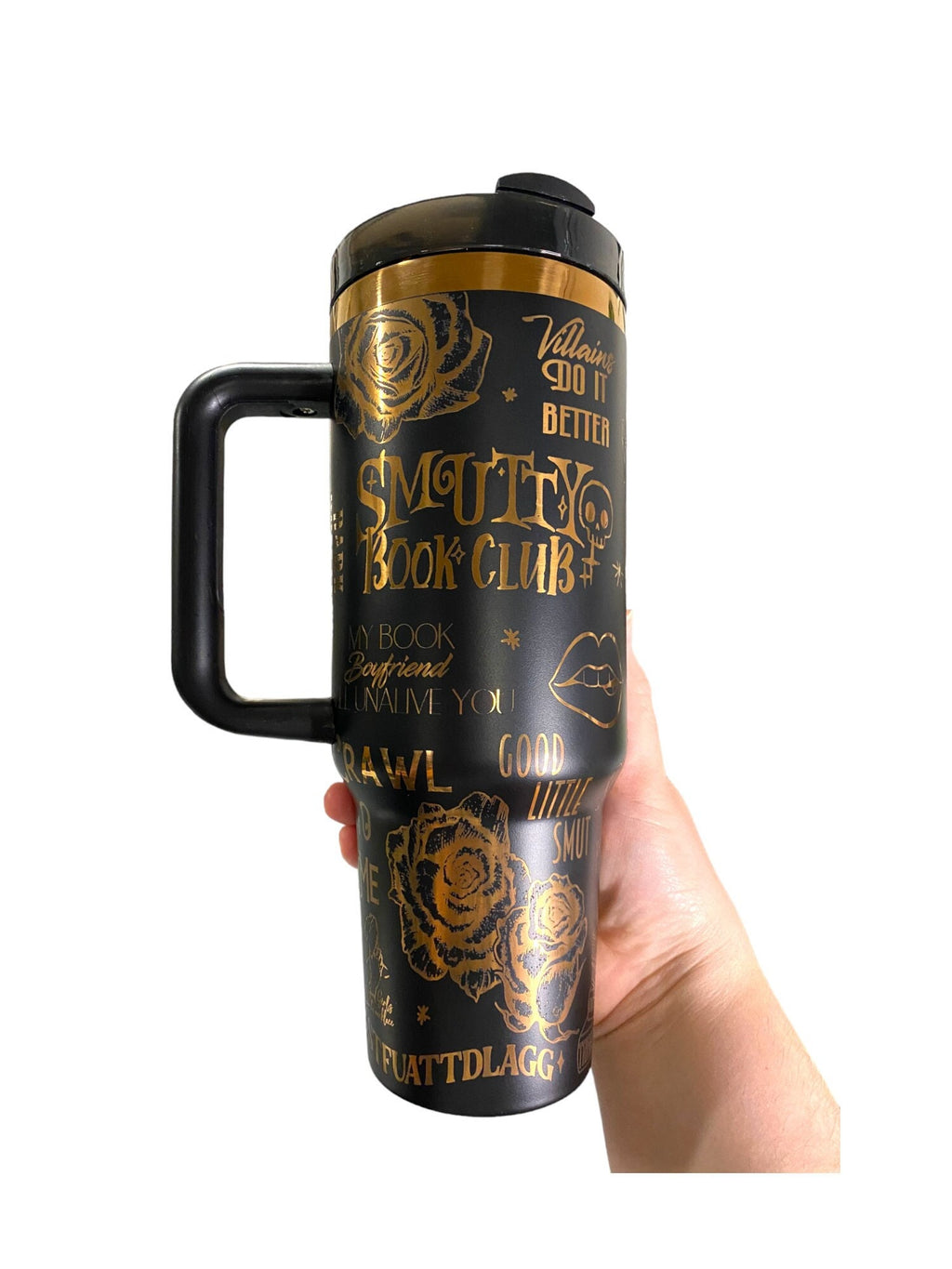 Smutty Book Club Tumbler -  Engraved Cup - Custom Engraved Cup  - 40oz tumbler with handle - Dark Romance Book Theme Tumbler