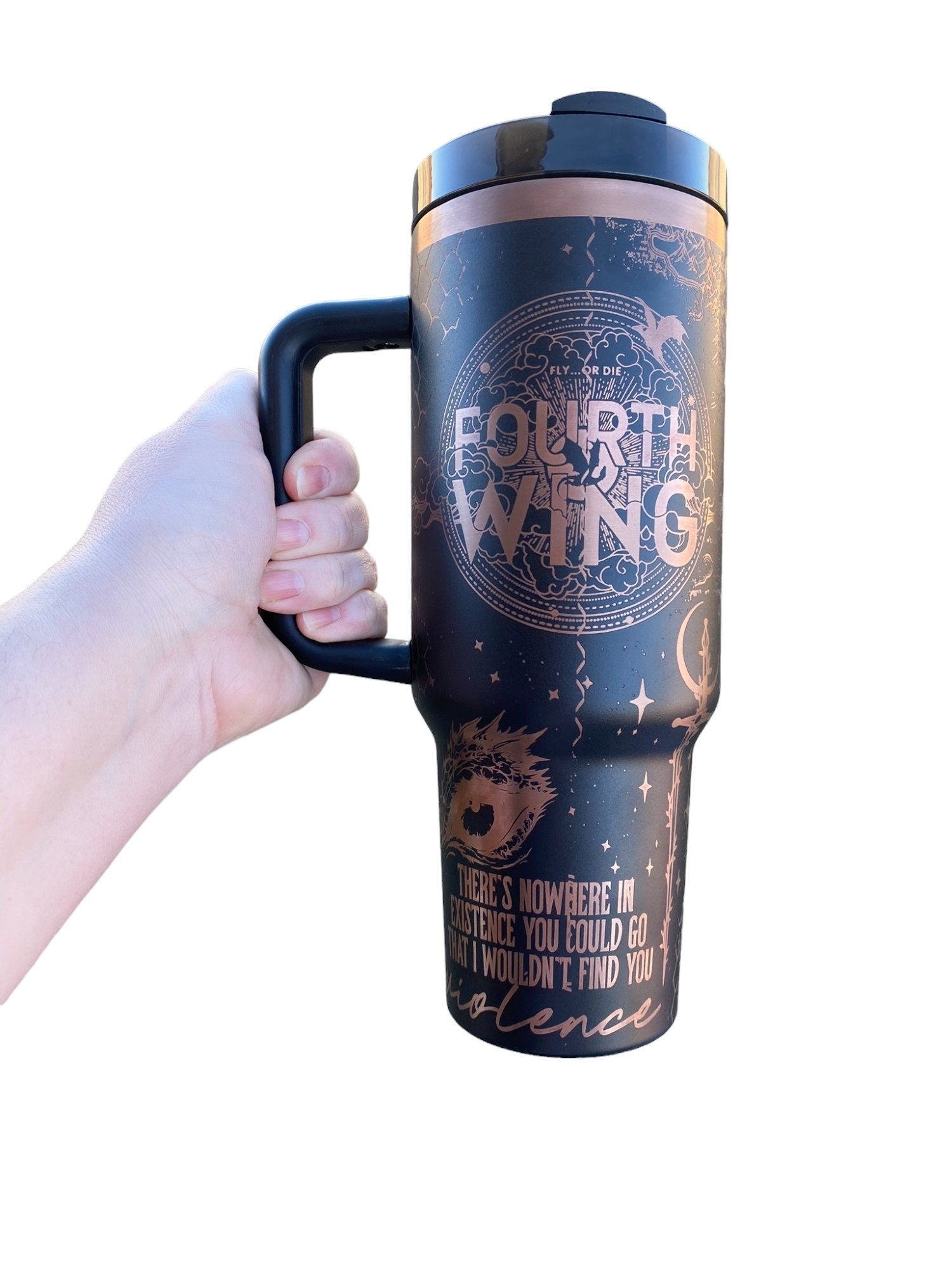 Dragon Book Engraved Tumbler - In My Dragon Era - Booktok Engraved Cup - Custom Engraved Cup  - 40oz tumbler with handle -Book Theme Tumbler
