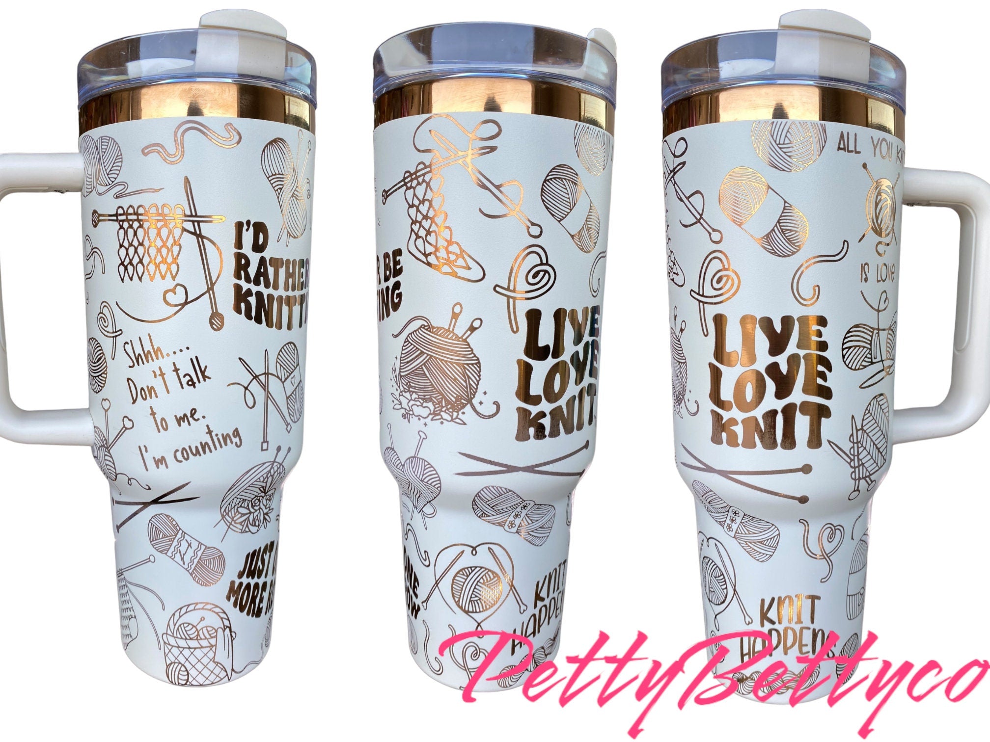 Live Love Knit Tumbler - I'd Rather Be Knitting Tumbler- Knitter Tumbler 40oz tumbler, Engraved Tumbler, Knitter Gift, Laser engraved