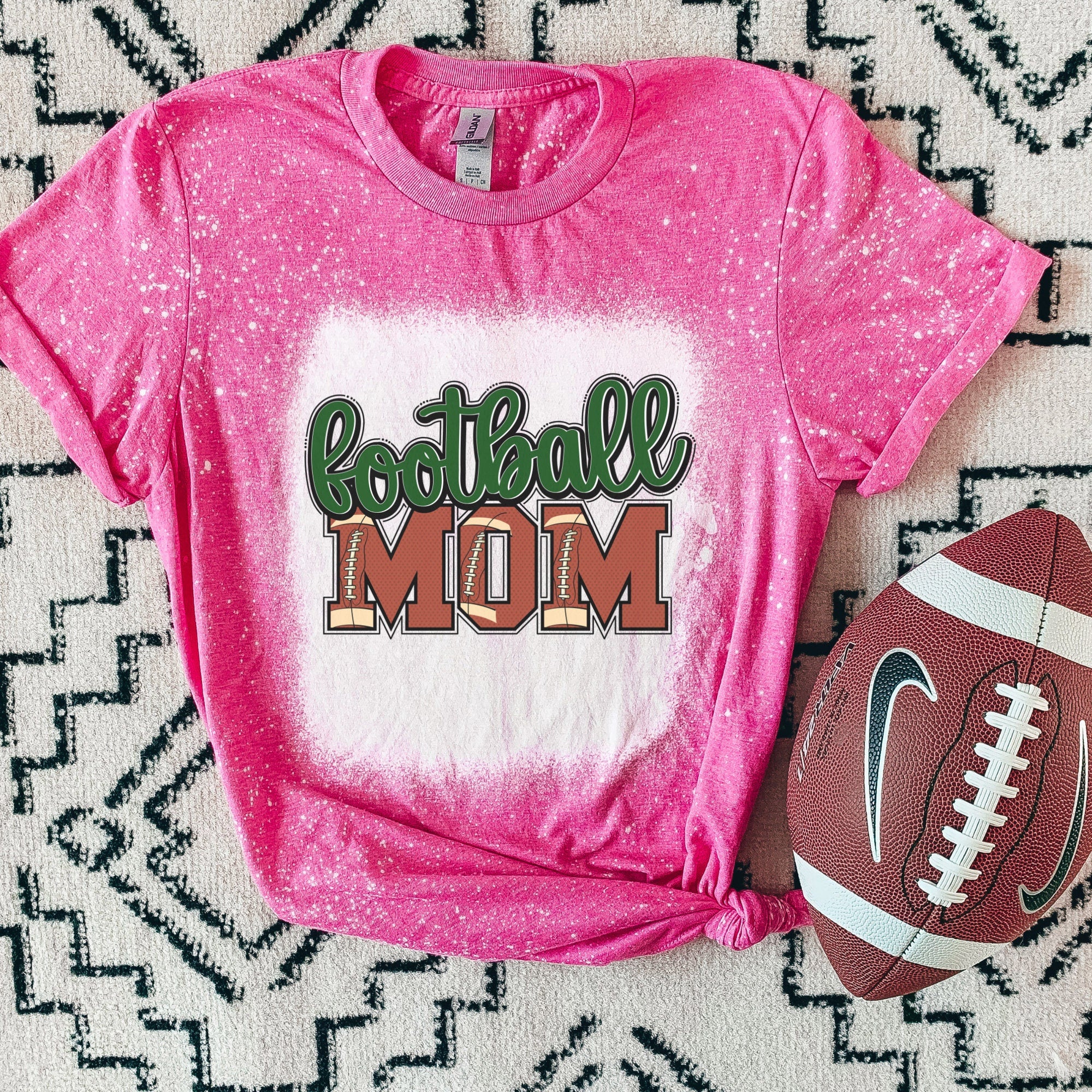 Football Mom Shirt - Football Shirt- Bleached Sports Shirt - Leopard Football Shirt - Football Shirt - Bleached Tee