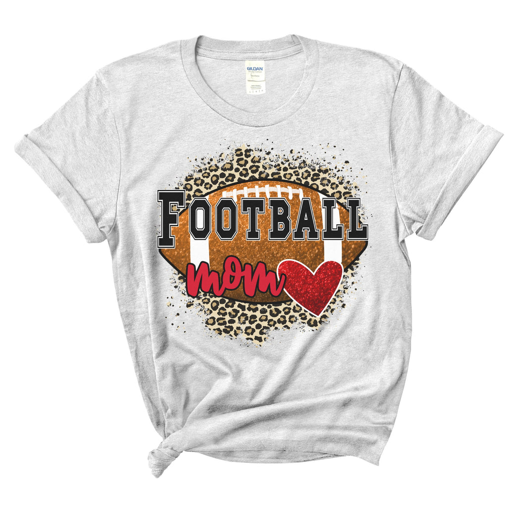 Football Mom Heart Shirt - Cheetah Helmet Football Shirt- Bleached Sports Shirt - Leopard Football Shirt - Football Shirt - Bleached Tee