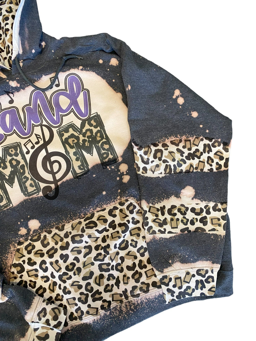 Band Mom Bleached Hoodie -  Custom Band  hoodie heart with Names on Sleeve - Bleached Hoodie - Custom Hoodie - Band mom Shirt Sweatshirt