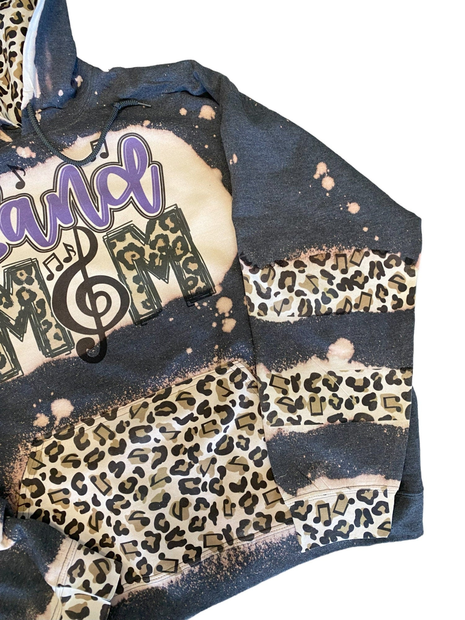 Band Mom Bleached Hoodie -  Custom Band  hoodie heart with Names on Sleeve - Bleached Hoodie - Custom Hoodie - Band mom Shirt Sweatshirt