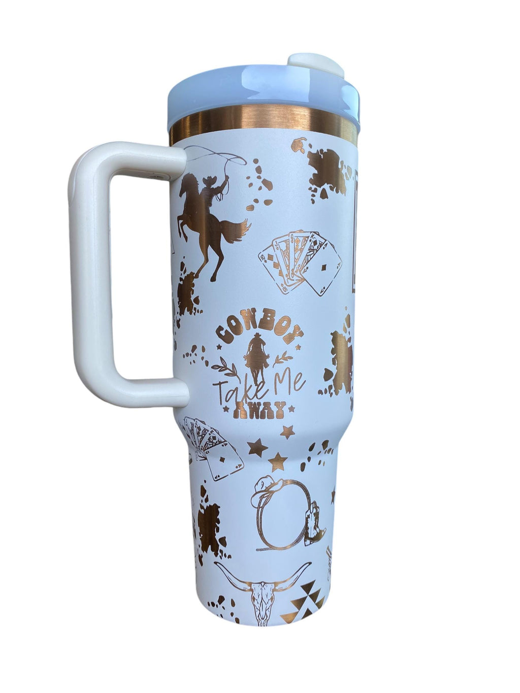 HOWDY Cowboy Tumbler  - Engraved Country Western tumbler - 40oz tumbler with handle - Cowgirl Tumbler
