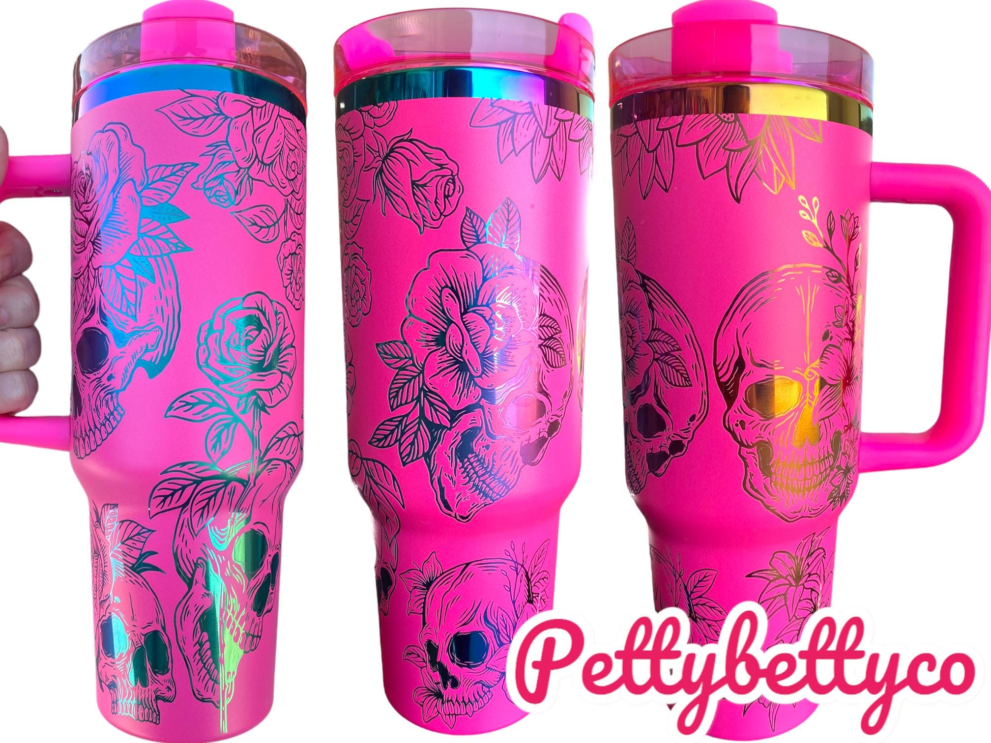 Skulls and Roses Engraved tumbler - Spooky Season Tumbler - Halloween Tumbler - 40oz Engraved Tumbler - Halloween Cup - Skeleton Tumbler