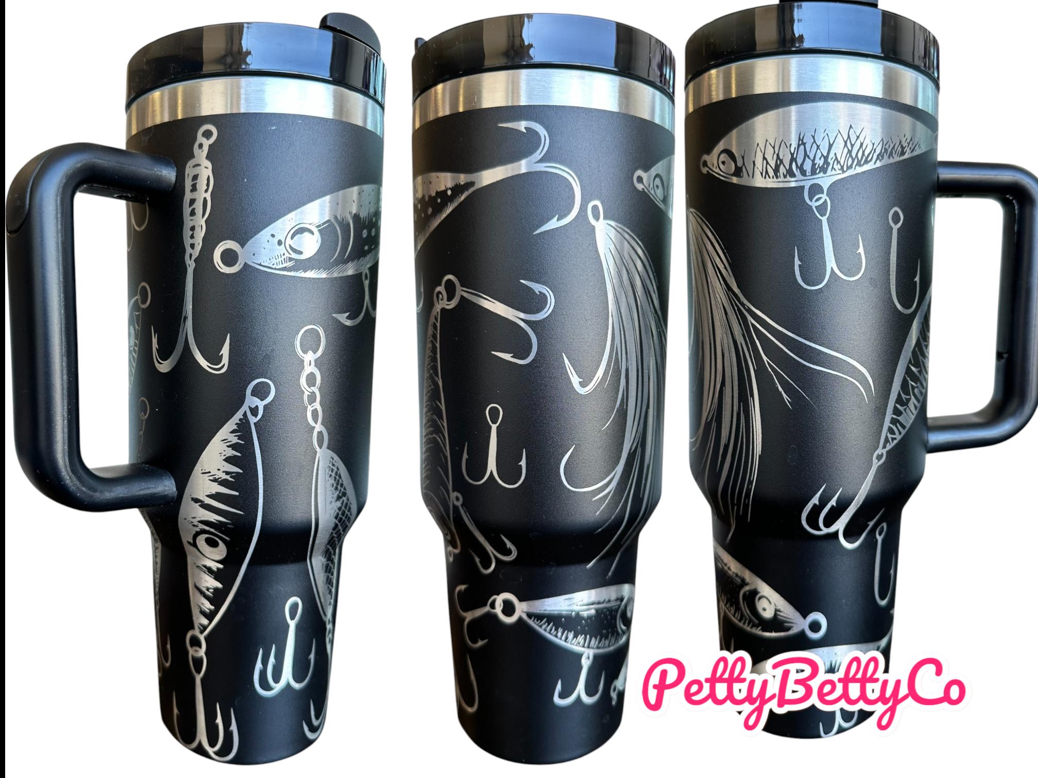 Fishing Tumbler Father's Day Gift, Personalized Fish Lure Cup for Dad, Custom 40oz Insulated Stainless Steel Fisherman Travel Mug