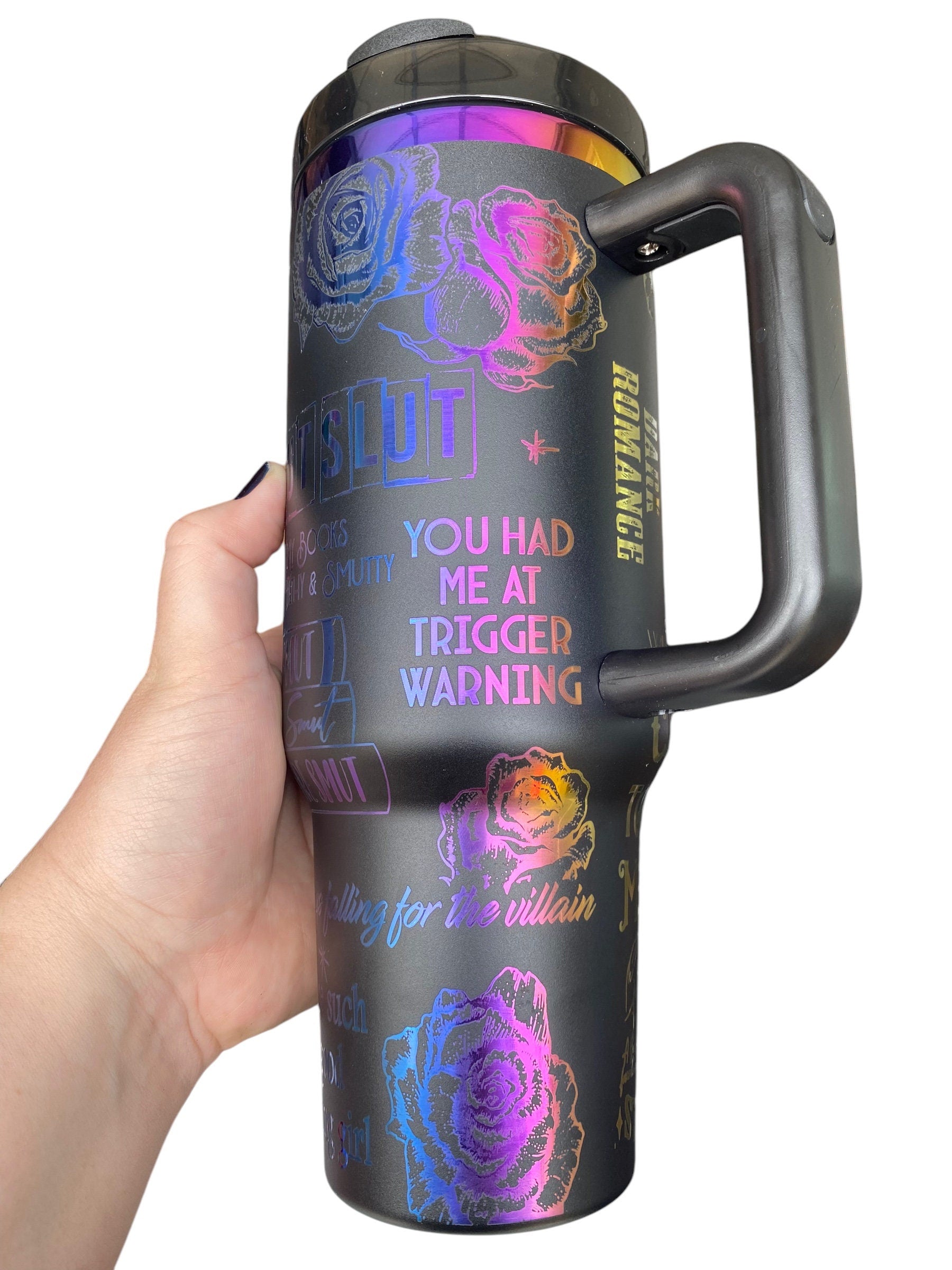 Smutty Book Club Tumbler -  Engraved Cup - Custom Engraved Cup  - 40oz tumbler with handle - Dark Romance Book Theme Tumbler