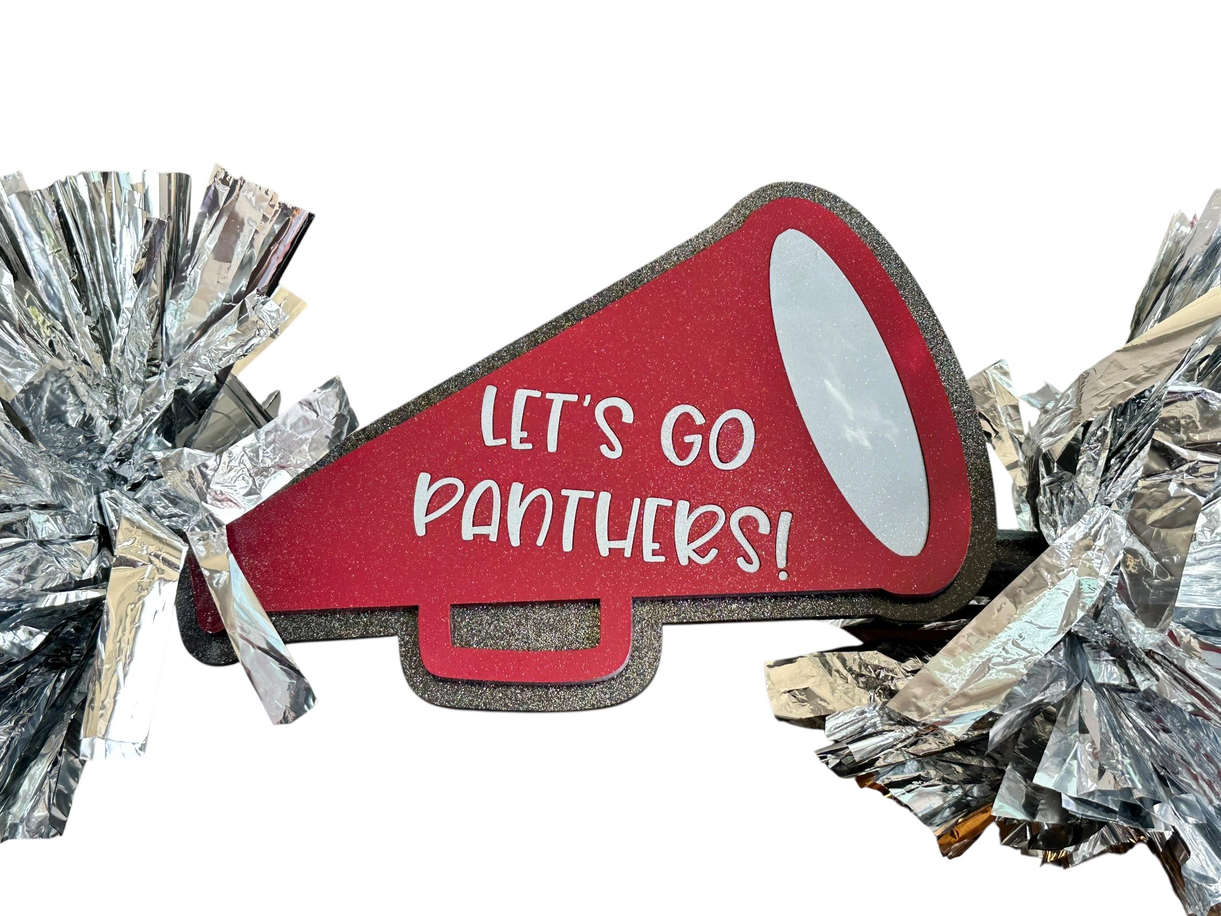 Cheerleading Custom CheerStick - Game Day Signs - Megaphone CheerStick - Personalized Name Cheer Sign - School Spirit Sign - Pom Poms