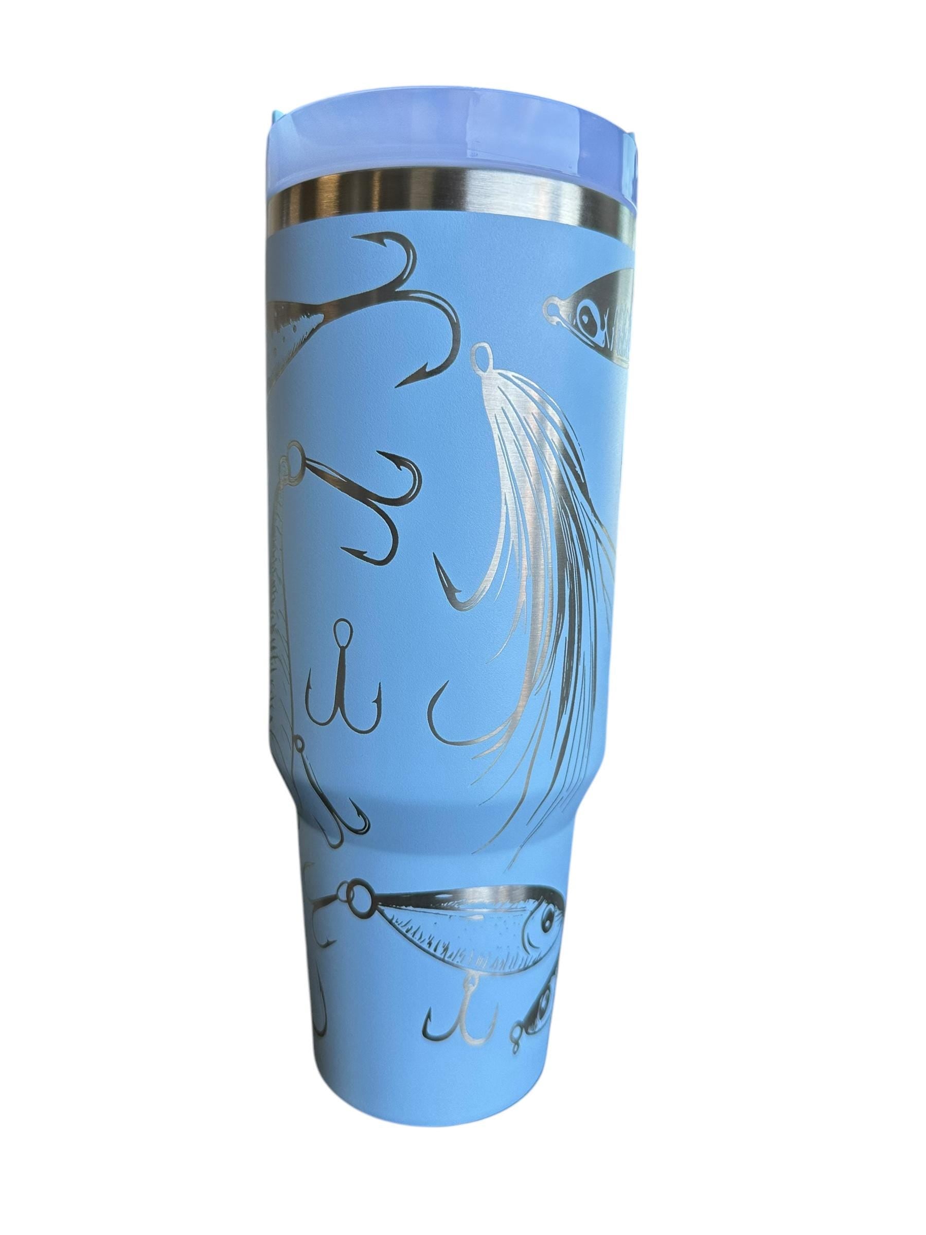 Fishing Tumbler Father's Day Gift, Personalized Fish Lure Cup for Dad, Custom 40oz Insulated Stainless Steel Fisherman Travel Mug