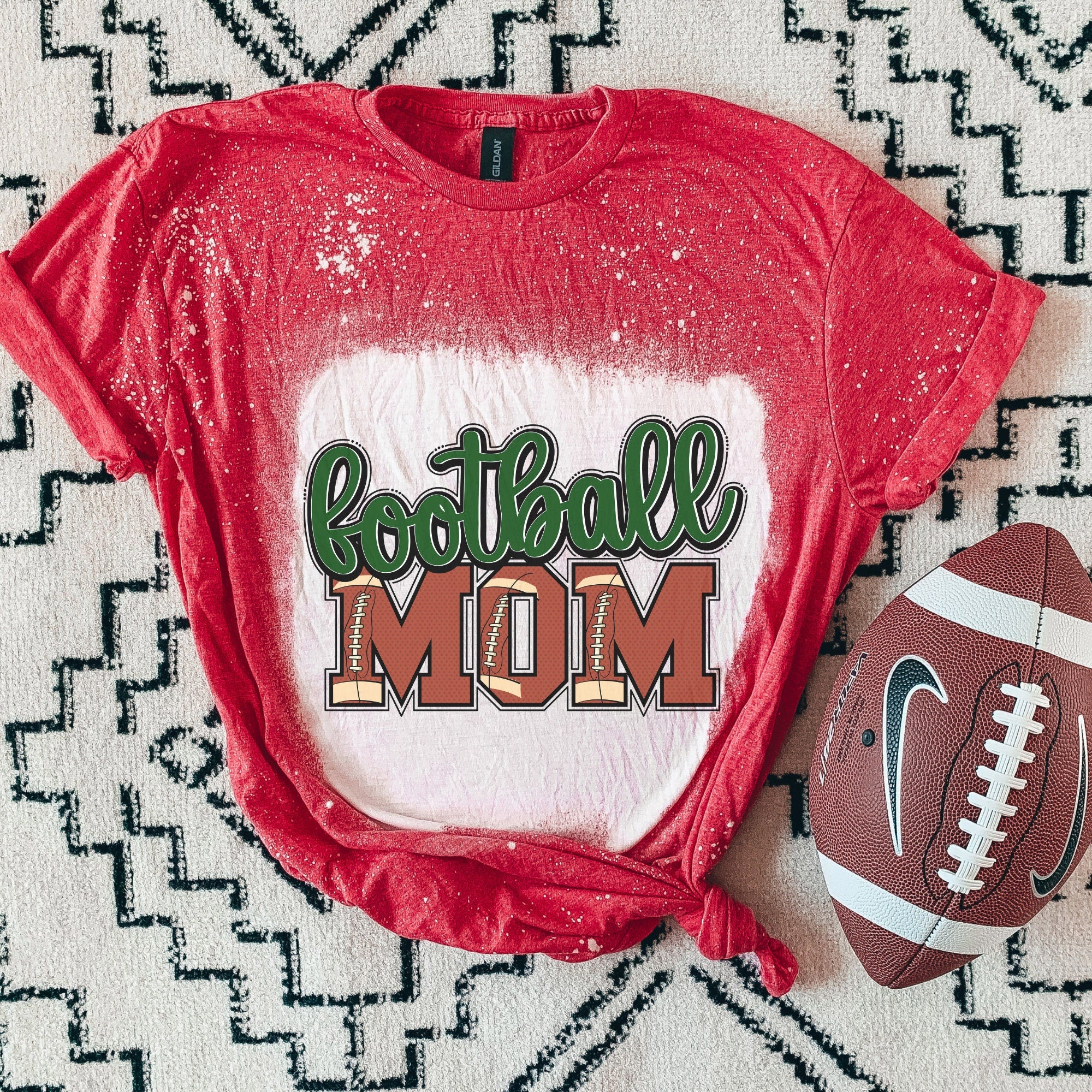 Football Mom Shirt - Football Shirt- Bleached Sports Shirt - Leopard Football Shirt - Football Shirt - Bleached Tee