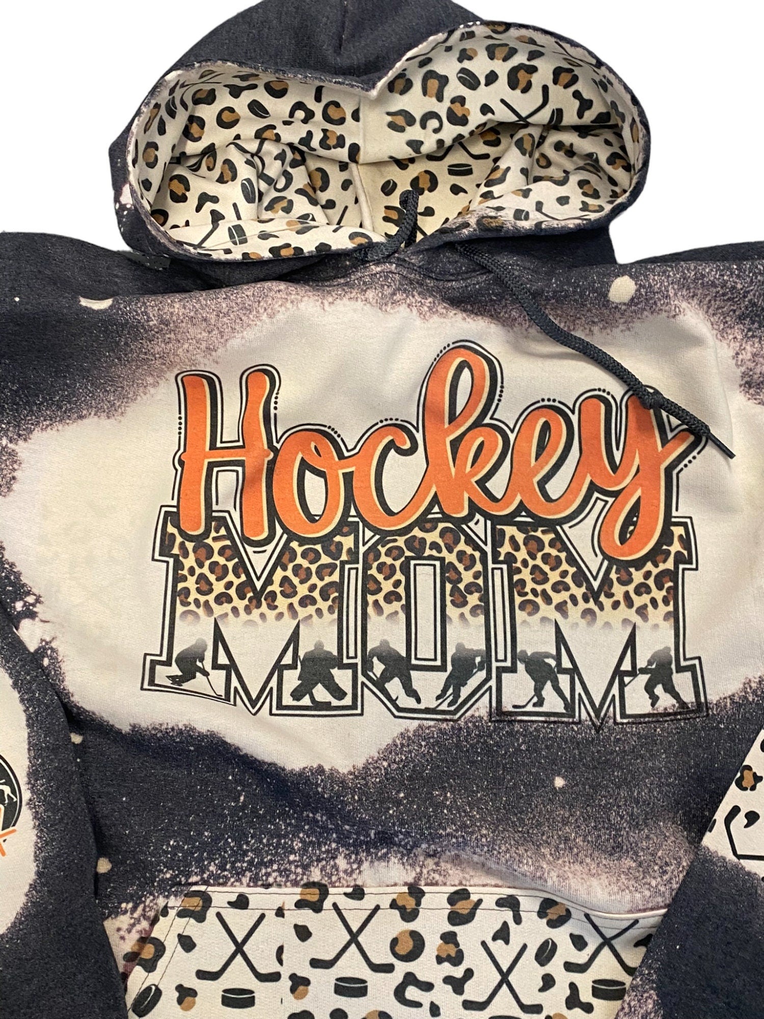 Hockey Mom Bleached Hoodie - Custom Color Hockey hoodie -Hockey Mom Sweatshirt, Bleached Sweatshirt, Hockey Mom Shirt Personalized Hockey