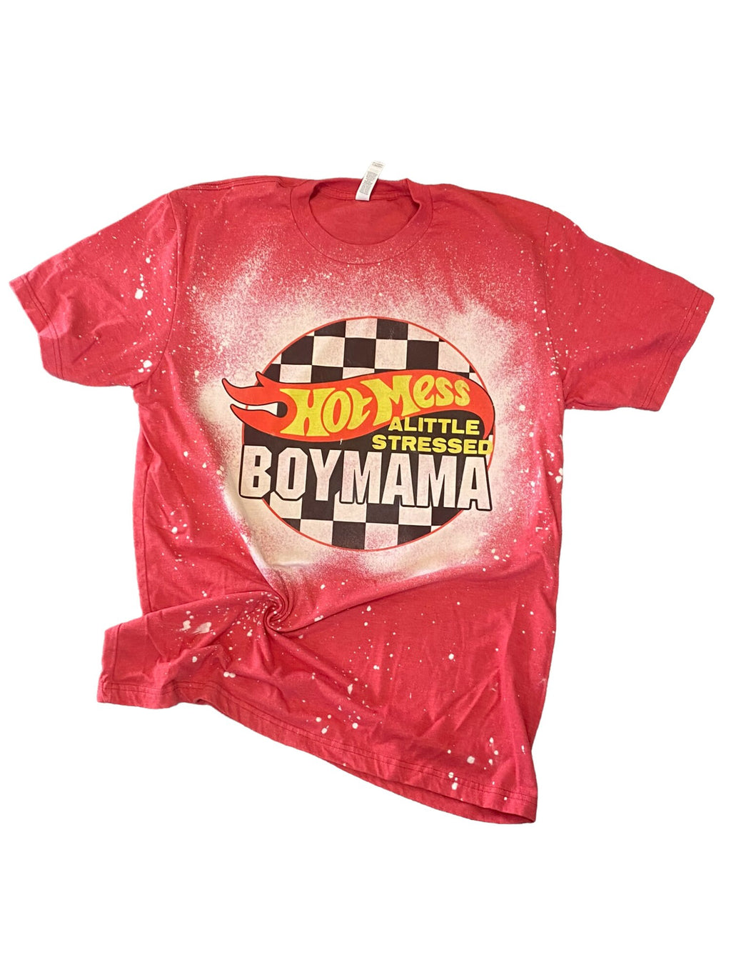 Hot Mess - Little Stressed Mom Shirt - Bleached Mom Shirt - Mom of Boys Shirt - Boy Mama - Motherhood Shirt - Race Car Mom Shirt