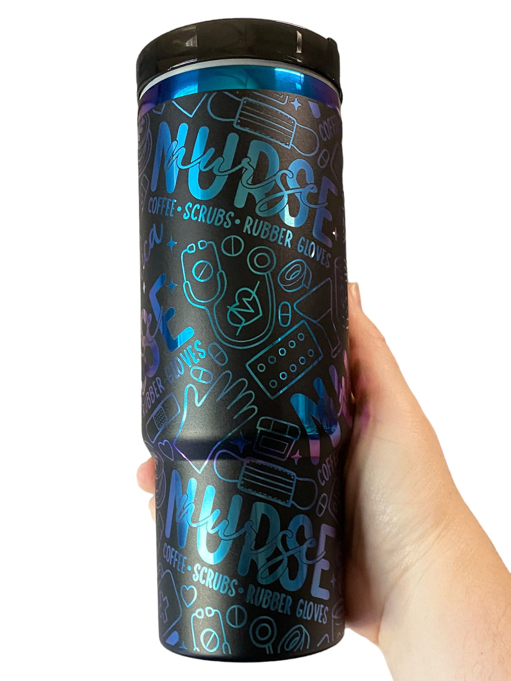 Nurse Tumbler - Engraved Nursing Staff tumbler - 40oz tumbler with handle - Custom RN Tumbler