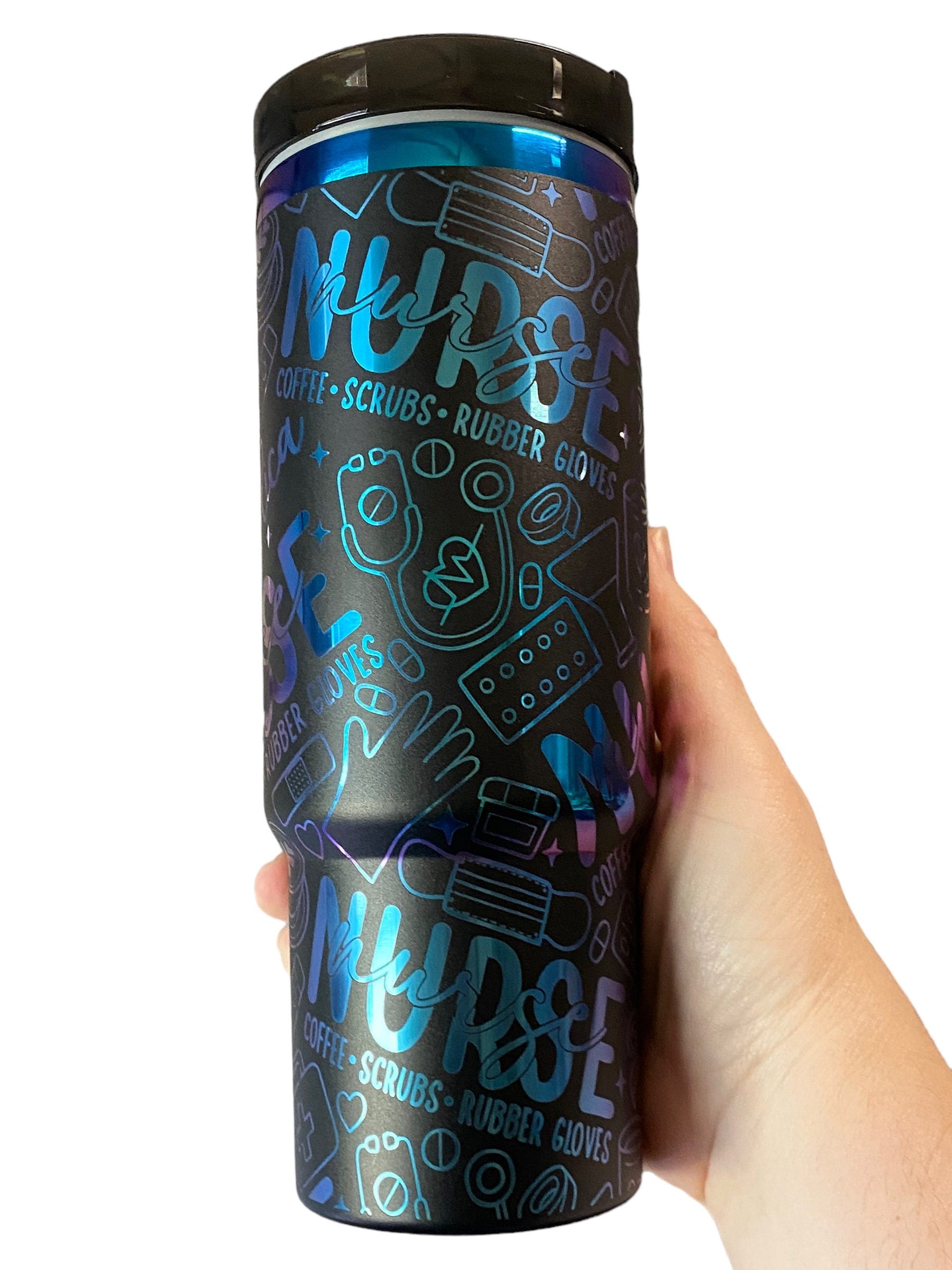 Nurse Tumbler - Engraved Nursing Staff tumbler - 40oz tumbler with handle - Custom RN Tumbler