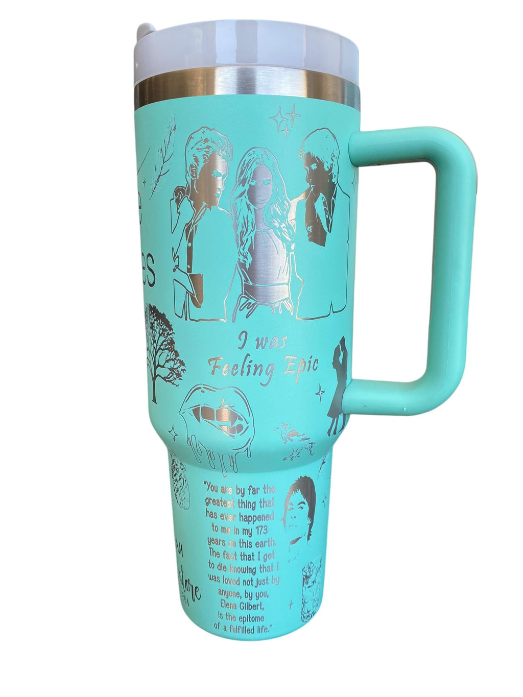 Vampire Series Cup - Book Custom Engraved Cup  - 40oz tumbler with handle - Reading Theme Tumbler