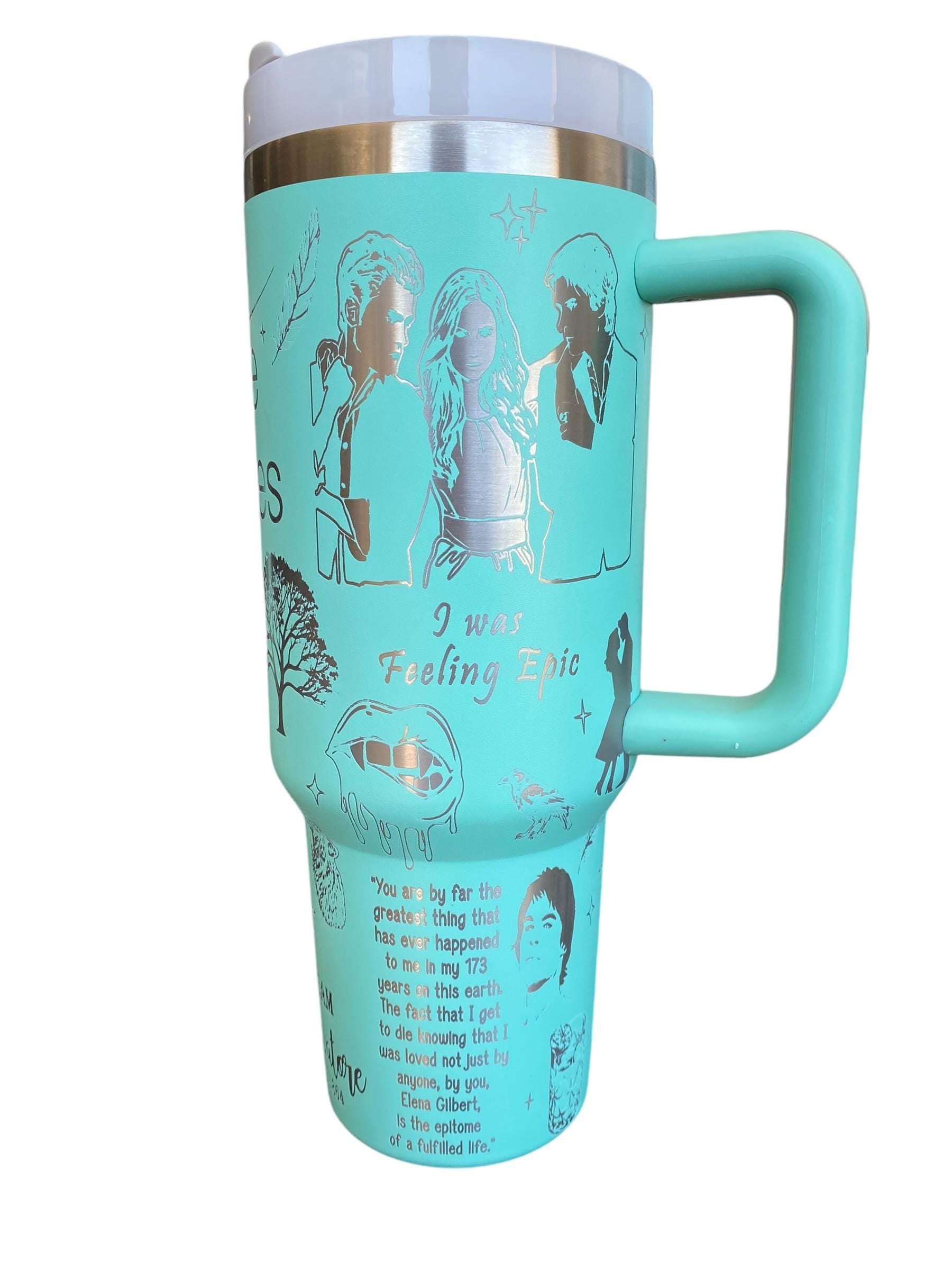Vampire Series Cup - Book Custom Engraved Cup  - 40oz tumbler with handle - Reading Theme Tumbler