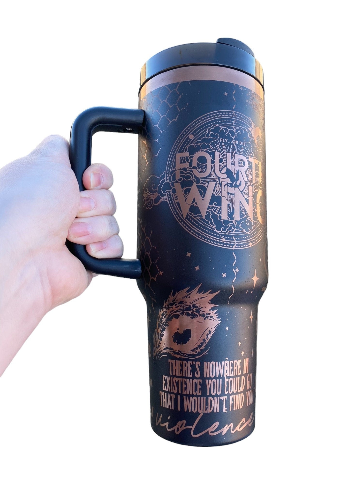 Dragon Book Engraved Tumbler - In My Dragon Era - Booktok Engraved Cup - Custom Engraved Cup  - 40oz tumbler with handle -Book Theme Tumbler