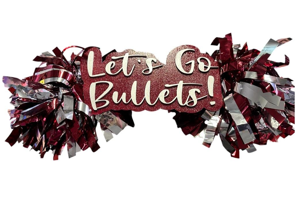 Maroon and Silver Custom Cheer Stick  -Game Day Signs - Pom Pom Sign - Custom Cheer Stick - Personalized Name Cheer Sign - Pom Poms