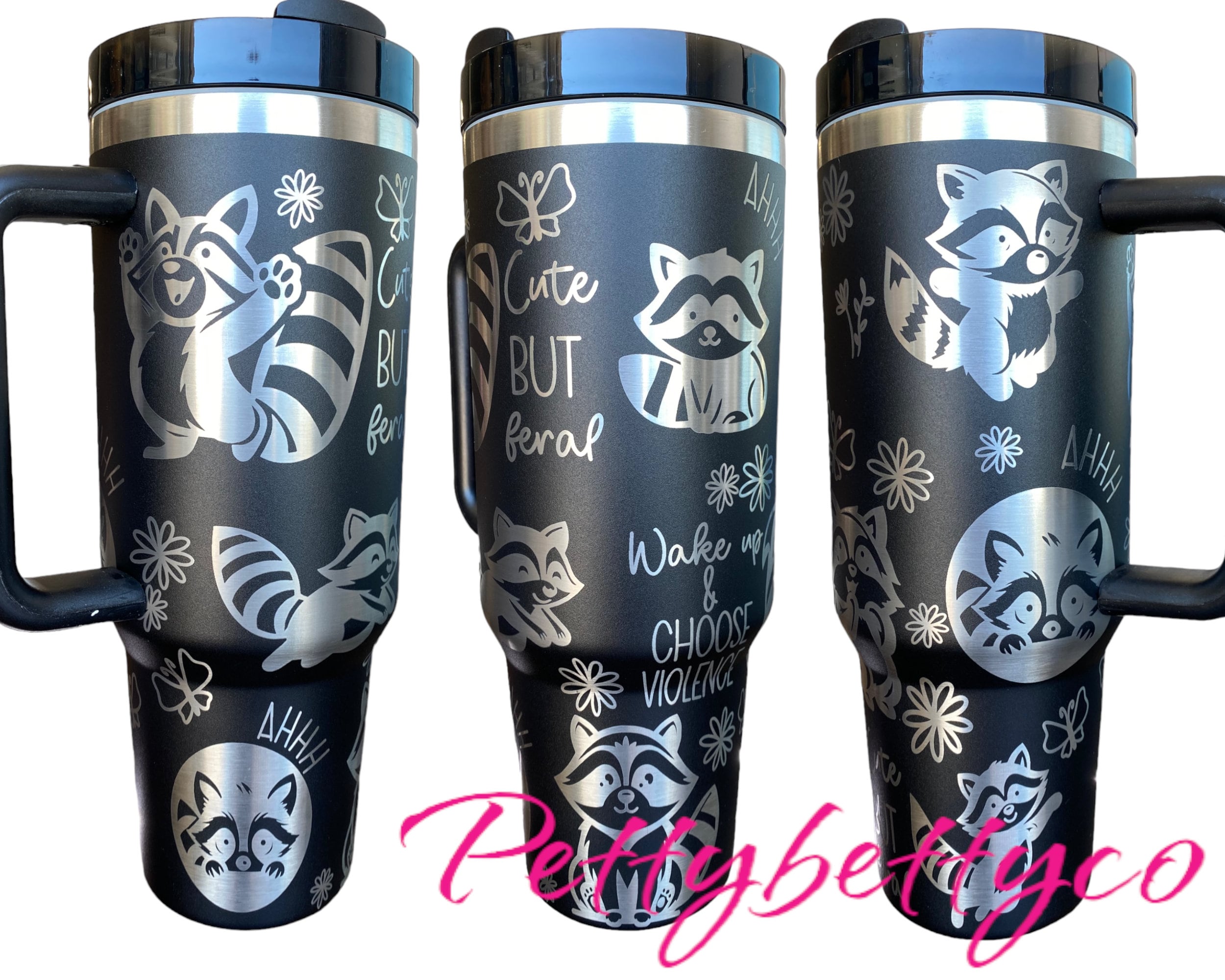 Racoon Tumbler - Cute but Feral Tumbler- Trash Panda 40oz tumbler, Racoon Engraved Tumbler, funny Racoon Gift, Laser engraved