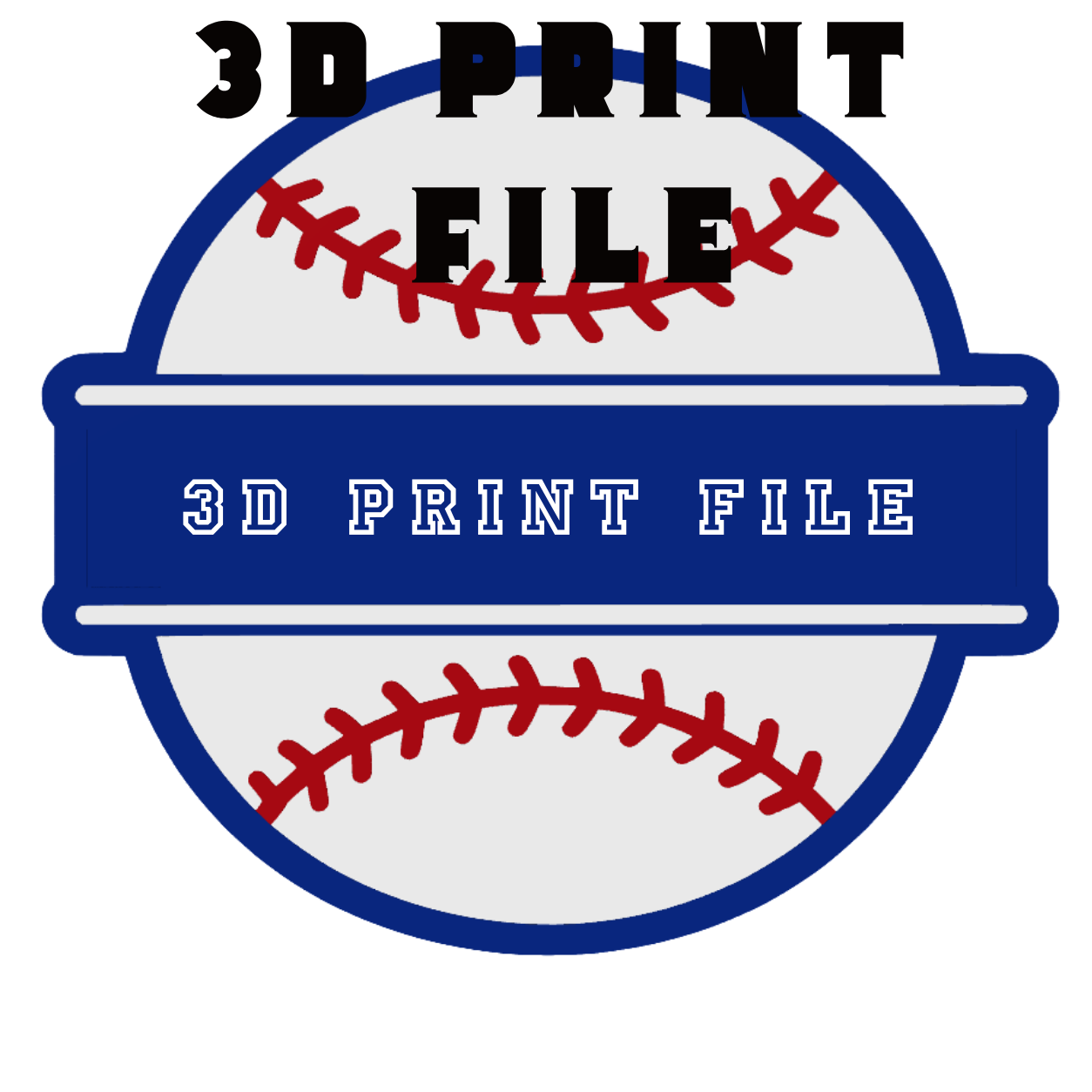 Split Baseball Personalized 3D Print File | STL & 3MF for Multi-Color Printing