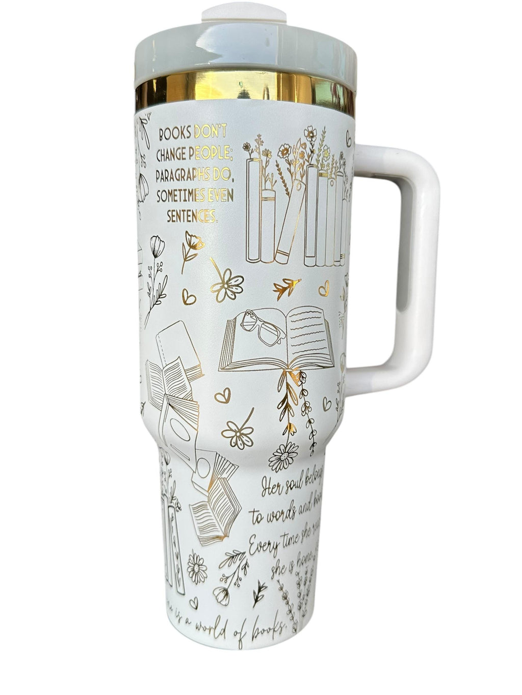 I have Lived 1000 lives Because I Have Read Tumbler - Pretty Reader Tumbler -  Engraved Cup   40oz tumbler with handle - Book Theme