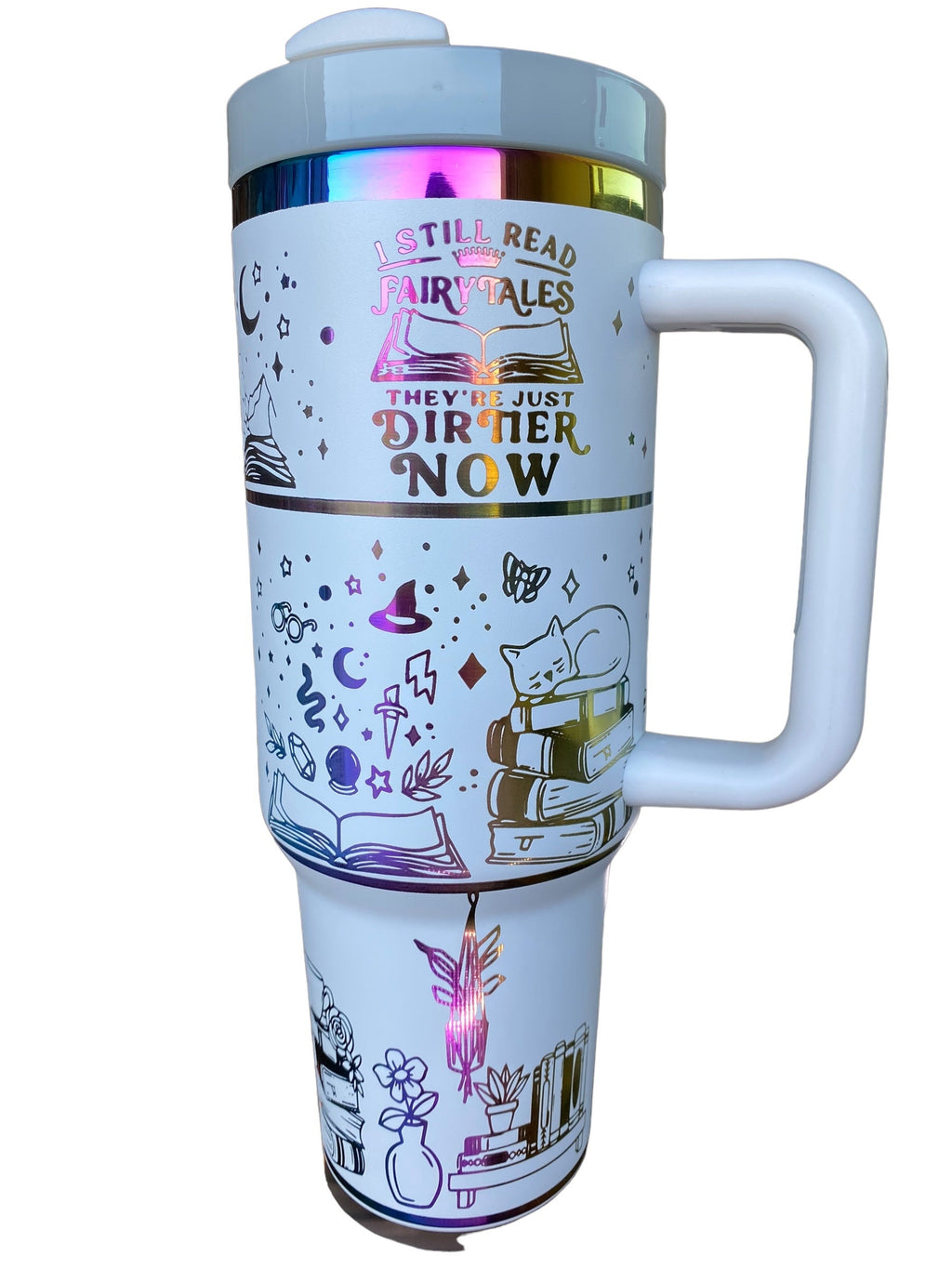 Books Are Magic Tumbler- Fantasy Bookshelf Tumbler- engraved Tumbler - 40oz tumbler with handle