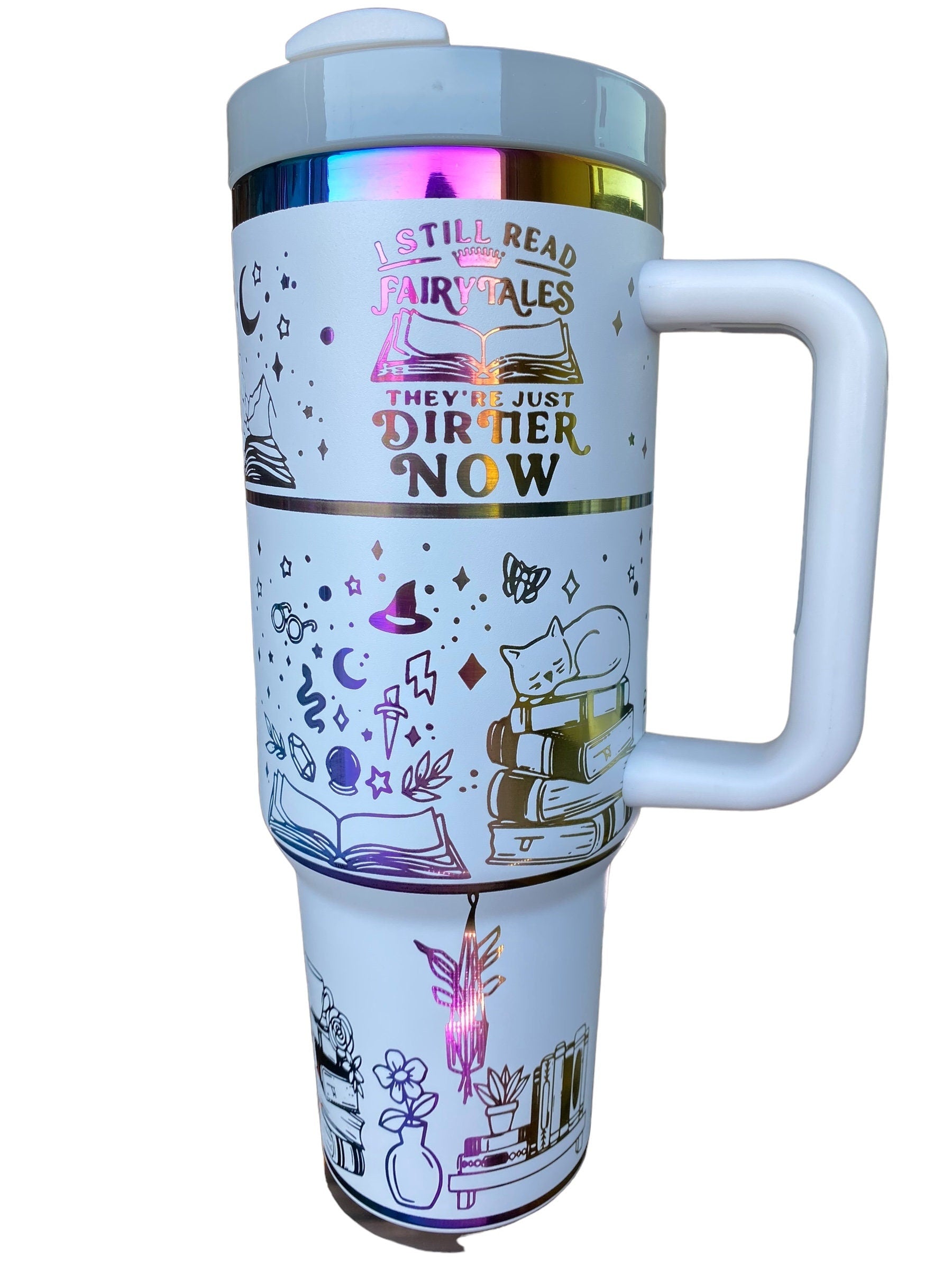 Books Are Magic Tumbler- Fantasy Bookshelf Tumbler- engraved Tumbler - 40oz tumbler with handle