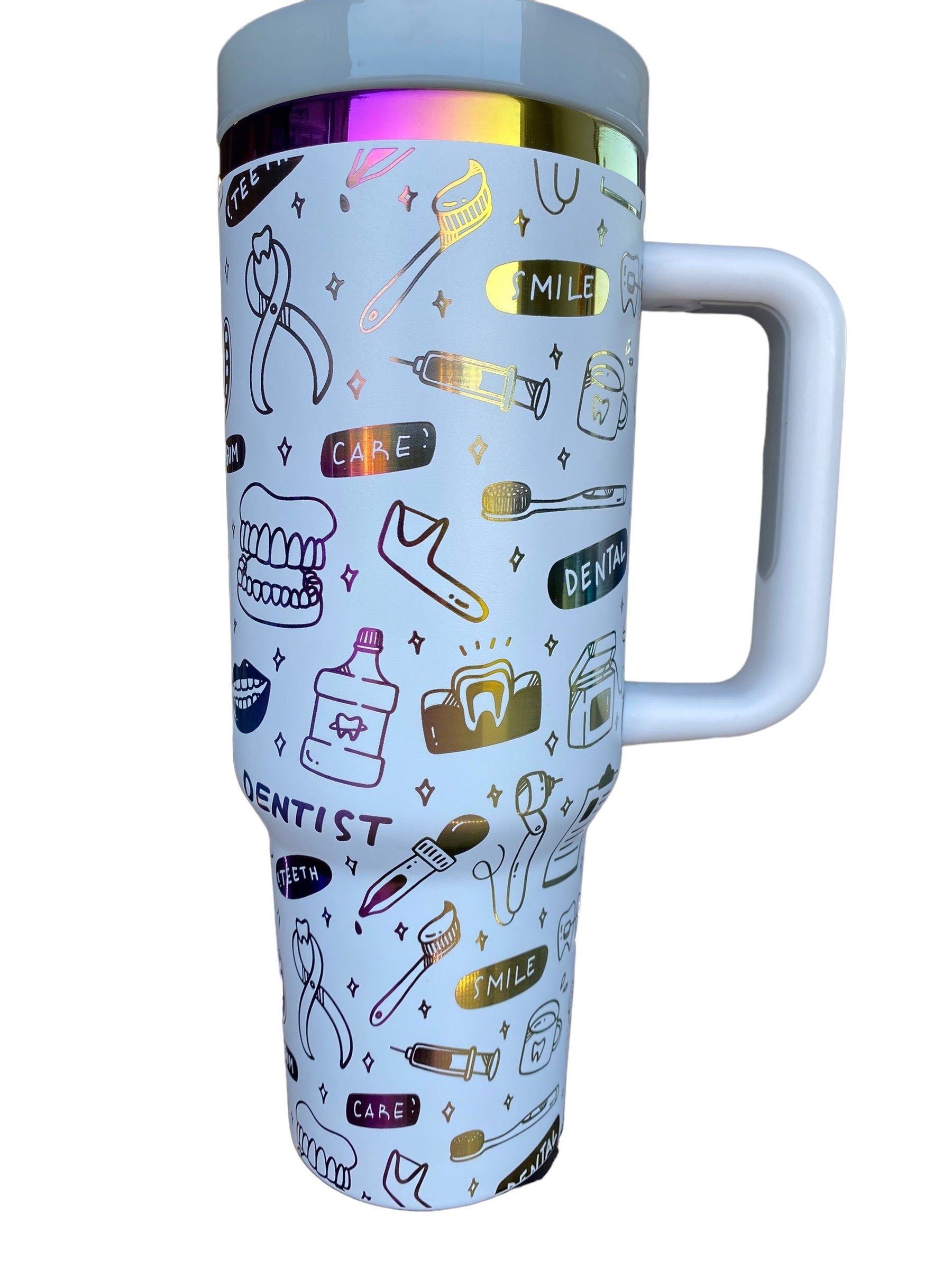 Dentist Tumbler - Dental Assistant Tumbler - engraved Tumbler - 40oz tumbler with handle