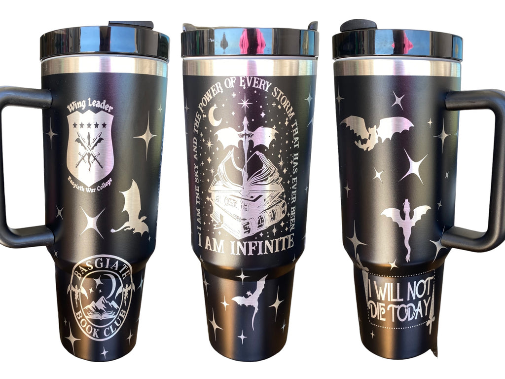 Basgiath Book Club Tumbler- Dragon Book Engraved Tumbler - Booktok Engraved Cup - Custom Engraved Cup  - 40oz tumbler with handle