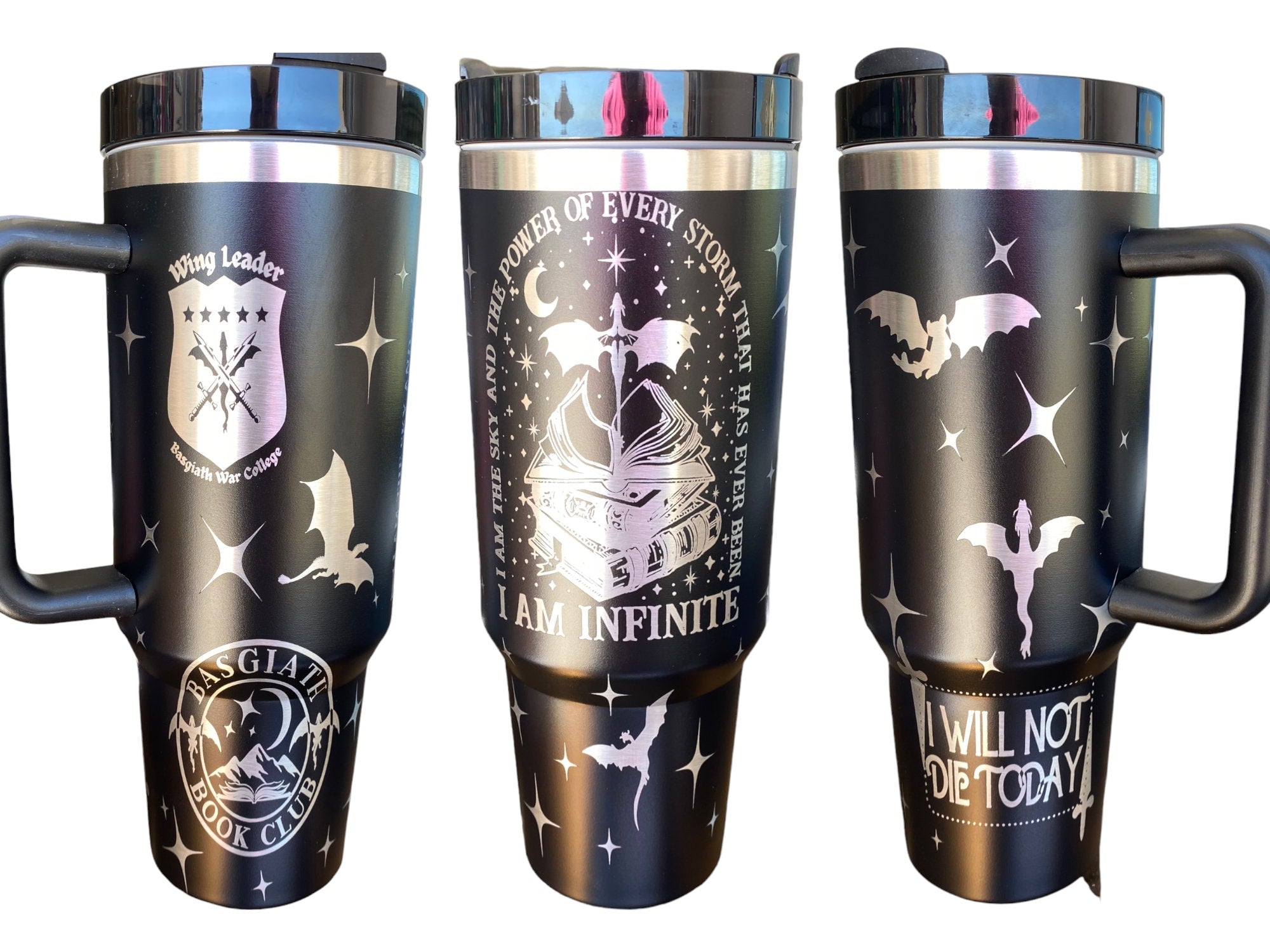 Basgiath Book Club Tumbler- Dragon Book Engraved Tumbler - Booktok Engraved Cup - Custom Engraved Cup  - 40oz tumbler with handle