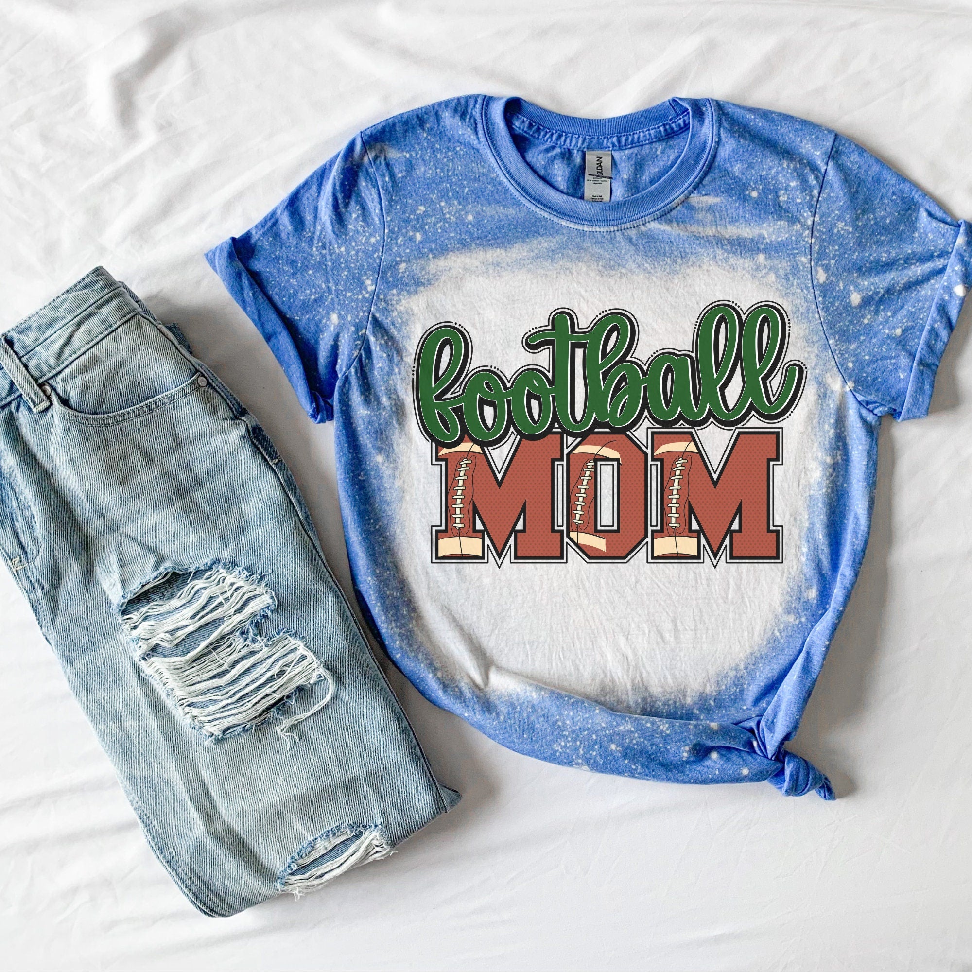 Football Mom Shirt - Football Shirt- Bleached Sports Shirt - Leopard Football Shirt - Football Shirt - Bleached Tee