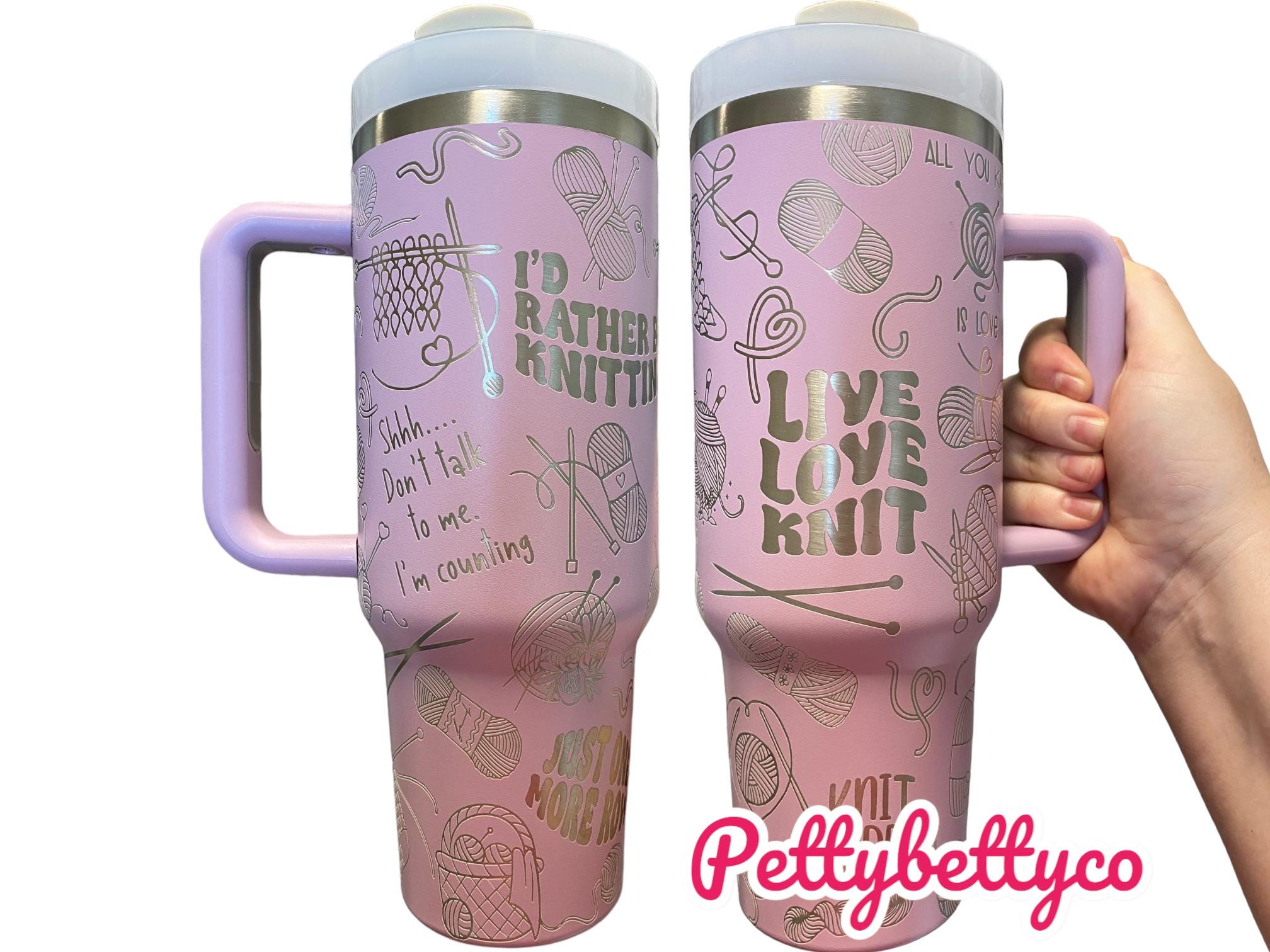 Live Love Knit Tumbler - I'd Rather Be Knitting Tumbler- Knitter Tumbler 40oz tumbler, Engraved Tumbler, Knitter Gift, Laser engraved