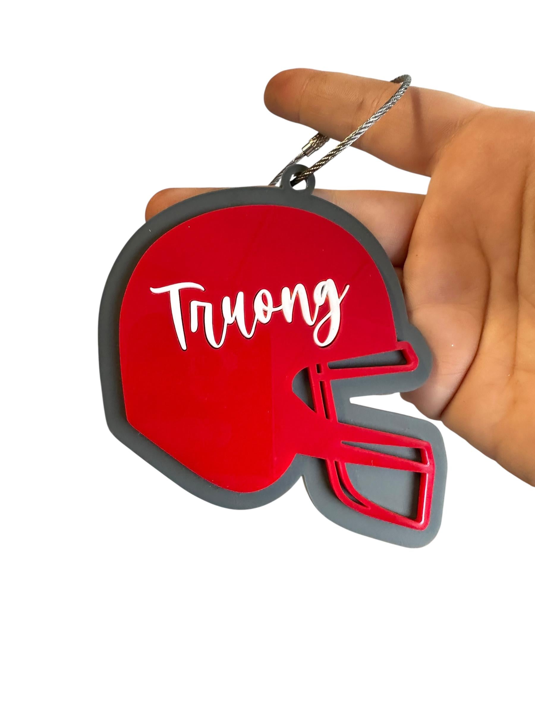 Custom Football Helmet Bag Tag for Players - Personalized Name Football Keychain - Football Team Gift - Ball Bag Tag  - Name keychain