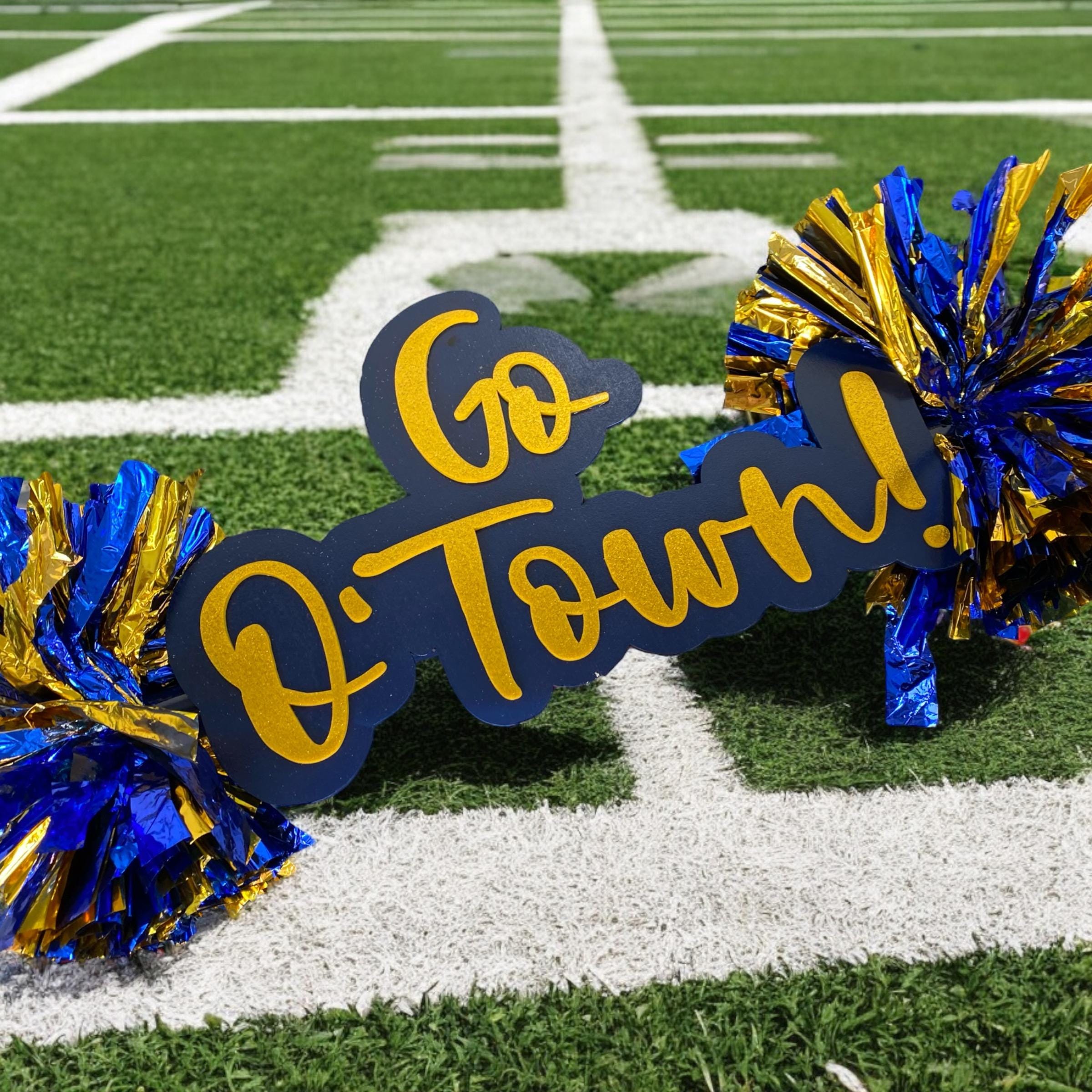 Yellow and Blue Custom CheerStick  -Game Day Signs - Pom Pom Sign - Custom Cheer Stick - Personalized Name Cheer Sign - Pom Poms