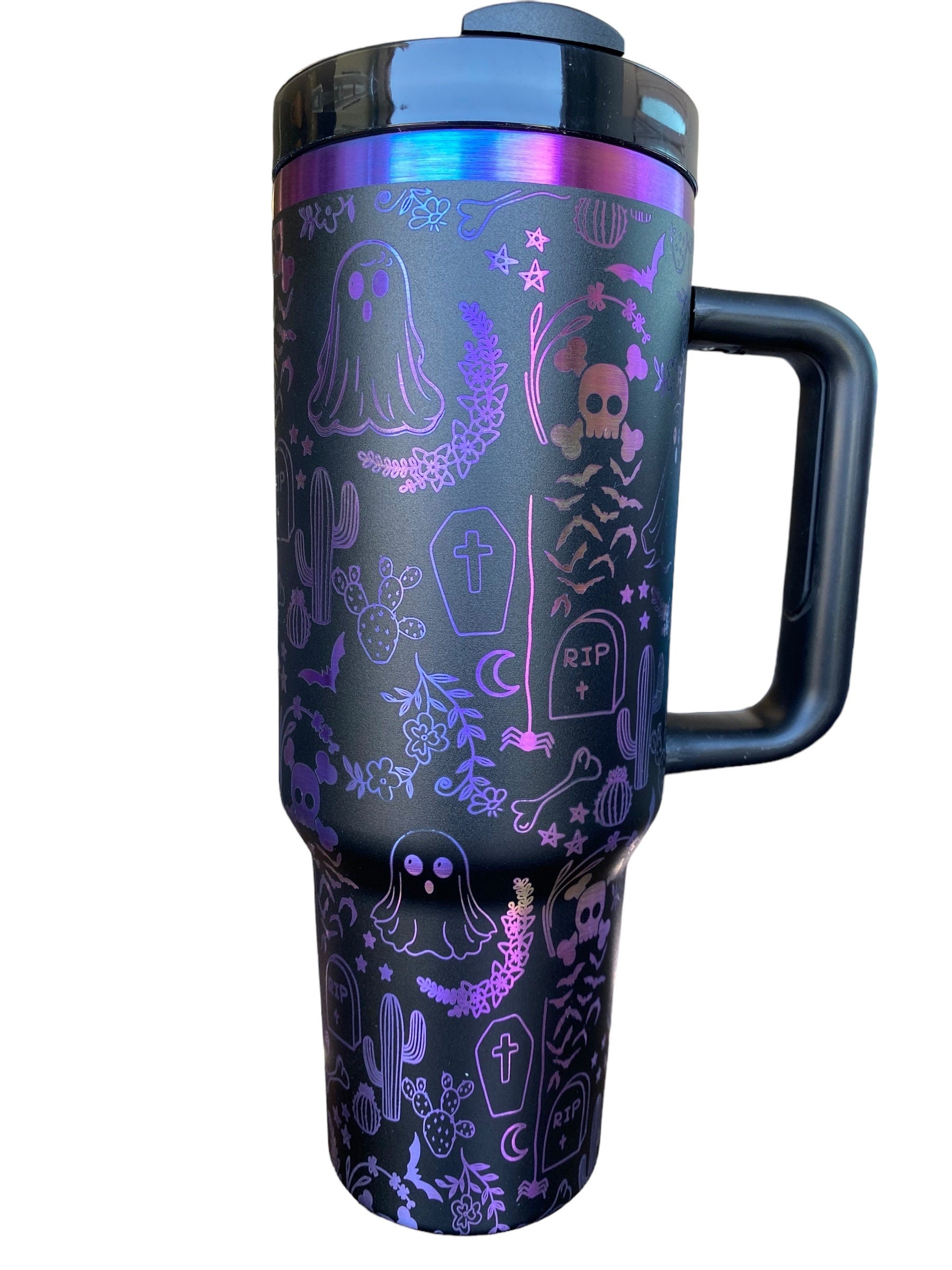 Spooky Season Tumbler - Ghosts and Ghouls Halloween Engraved Tumbler - 40oz Engraved Tumbler - Halloween Cup - Skeleton Tumbler