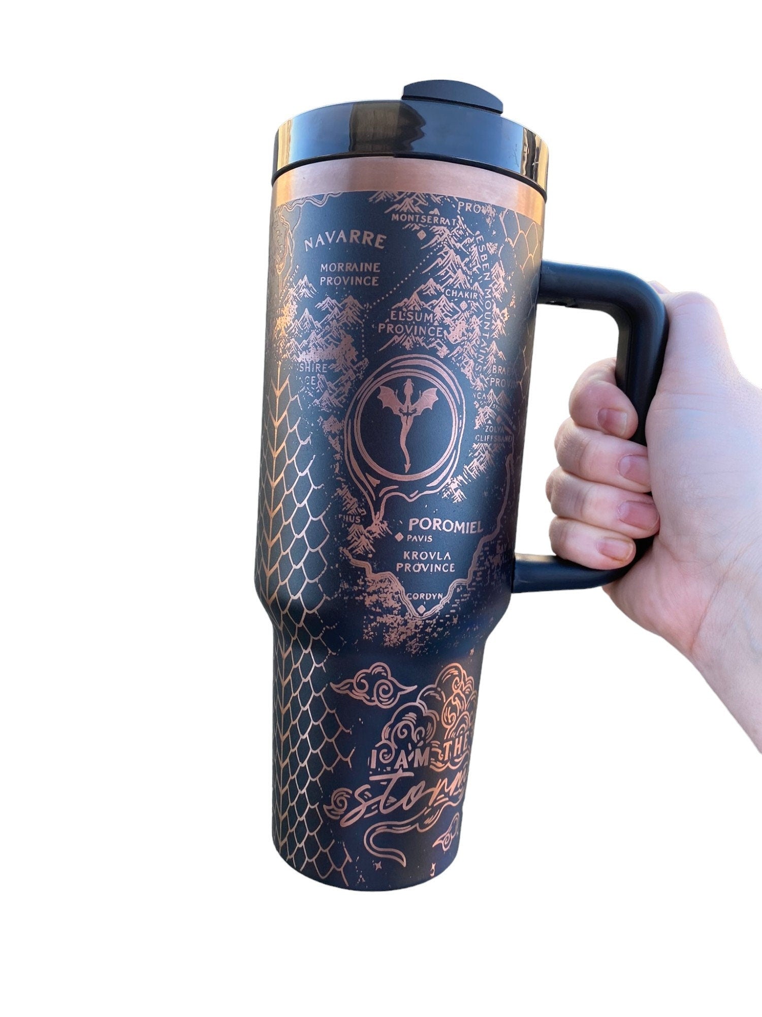 Dragon Book Engraved Tumbler - In My Dragon Era - Booktok Engraved Cup - Custom Engraved Cup  - 40oz tumbler with handle -Book Theme Tumbler