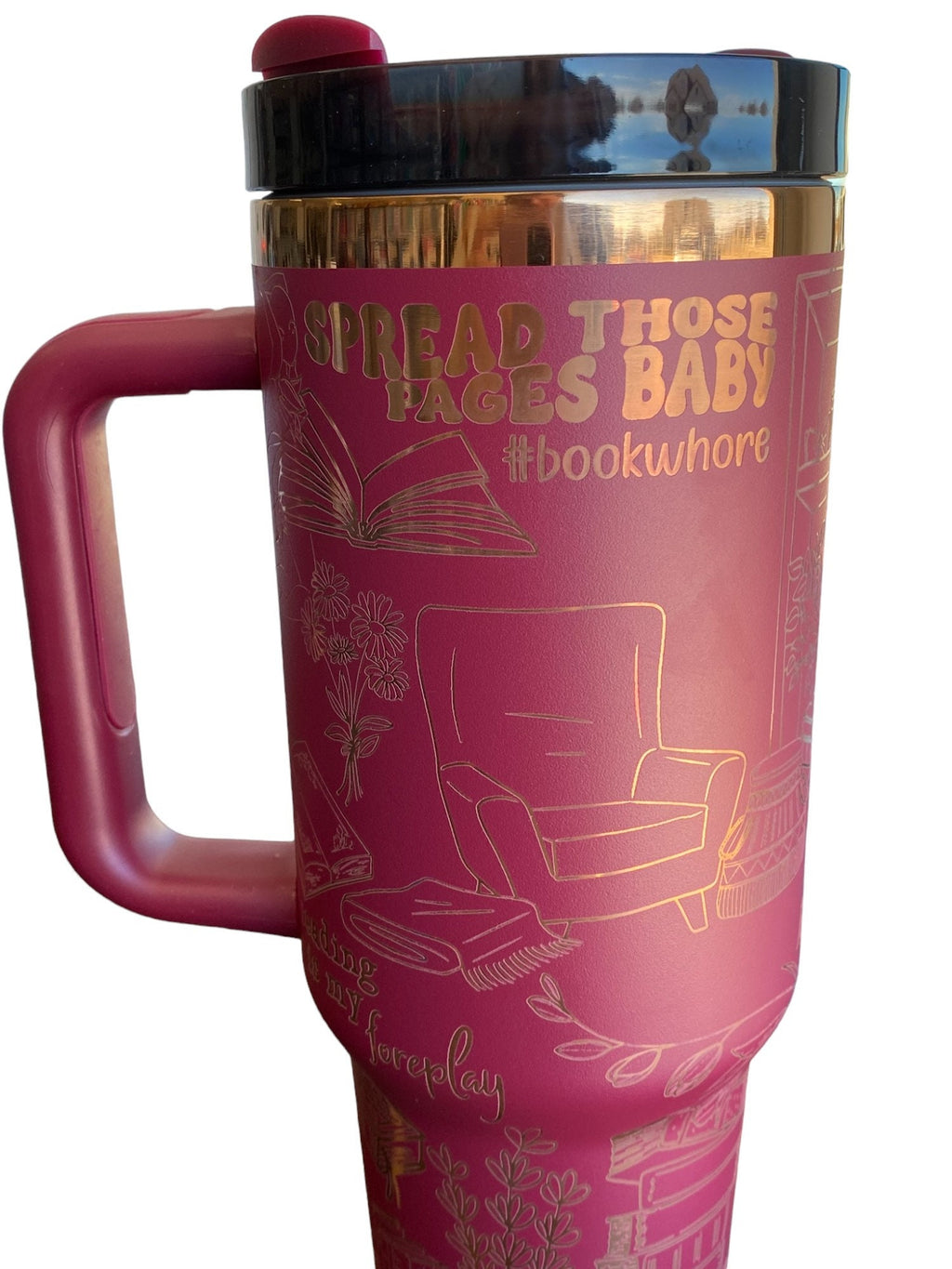 Smutty Reader Engraved Cup - Custom Engraved Cup  - 40oz tumbler with handle - Spicy Romance Book Theme Tumbler