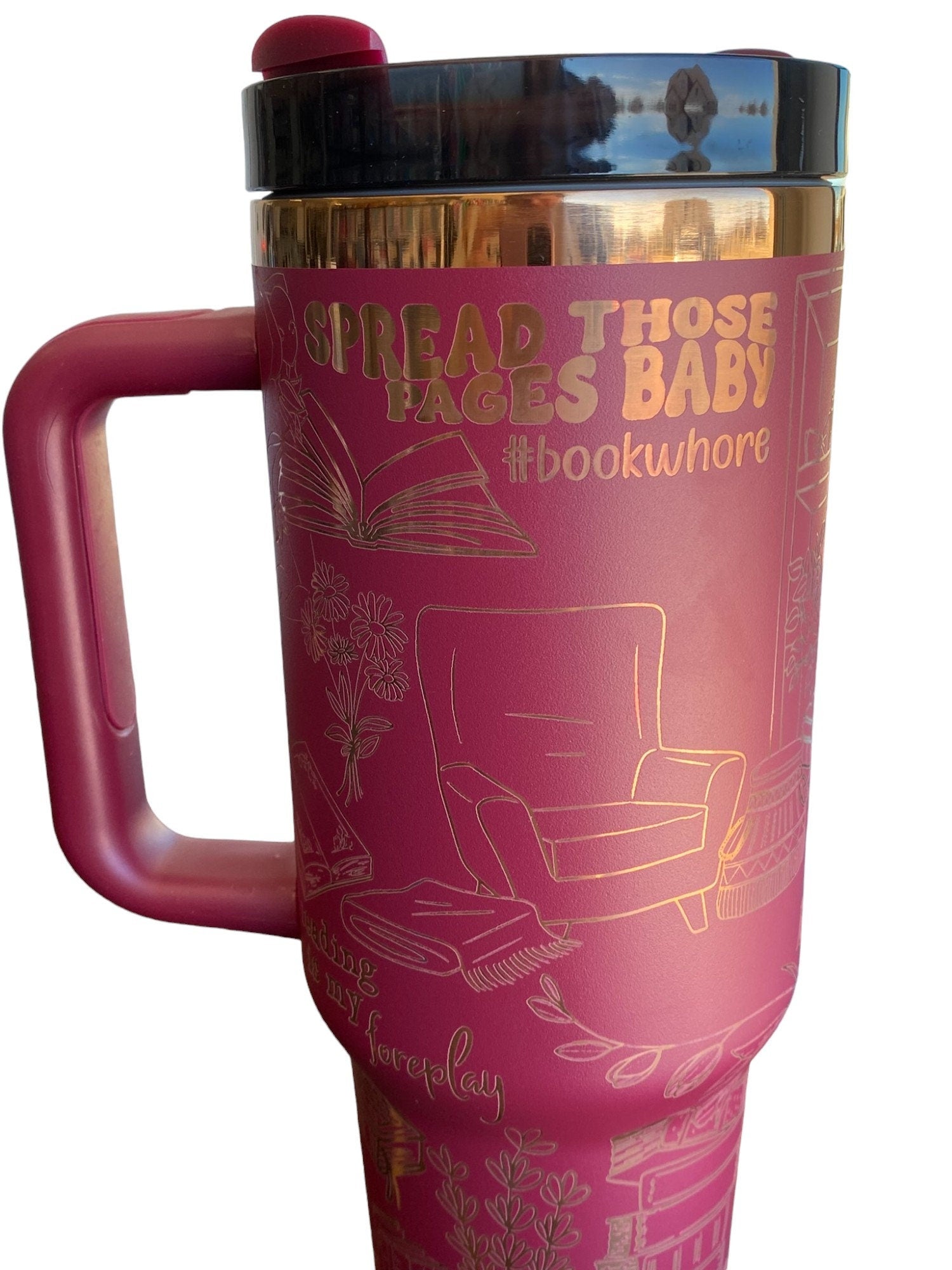 Smutty Reader Engraved Cup - Custom Engraved Cup  - 40oz tumbler with handle - Spicy Romance Book Theme Tumbler
