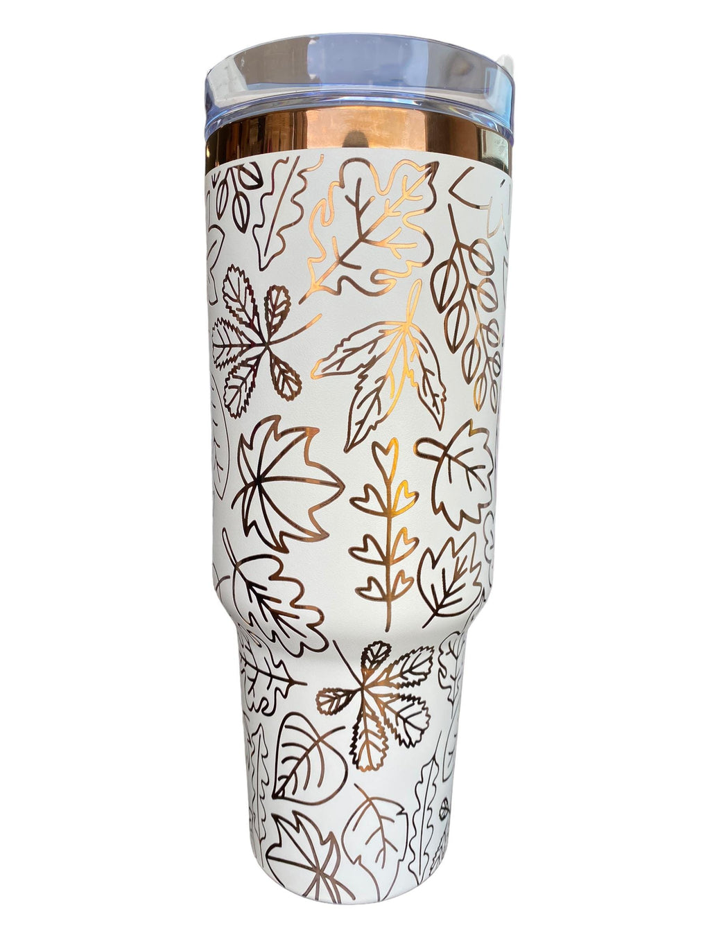 Fall Leaves tumbler -Copper and Cream Fall Tumbler Cup - Engraved Fall Tumbler - Autumn Tumbler - engraved Tumbler - 40oz tumbler