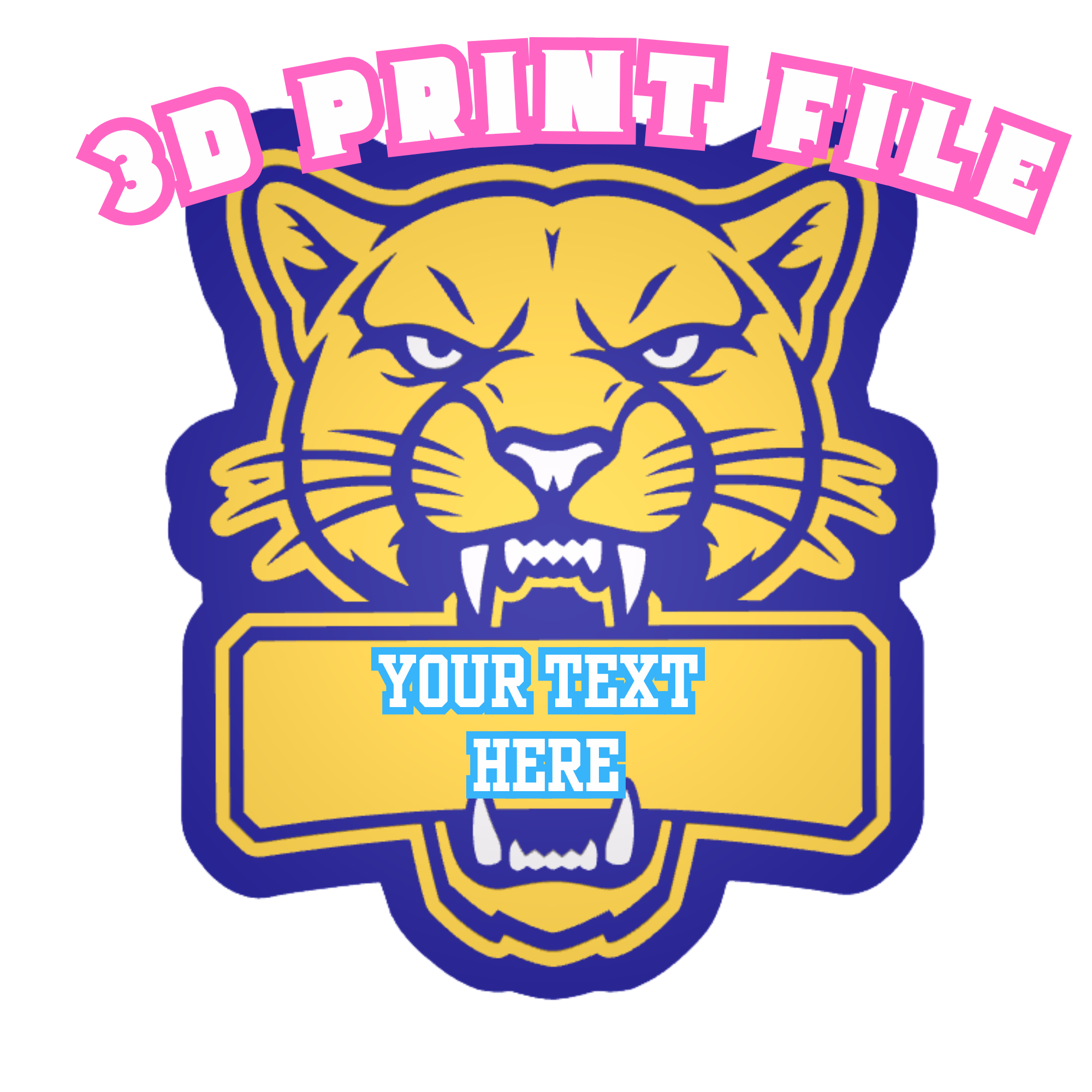 Feline Blank Name Plate Mascot – 3D Print File (STL/3MF)