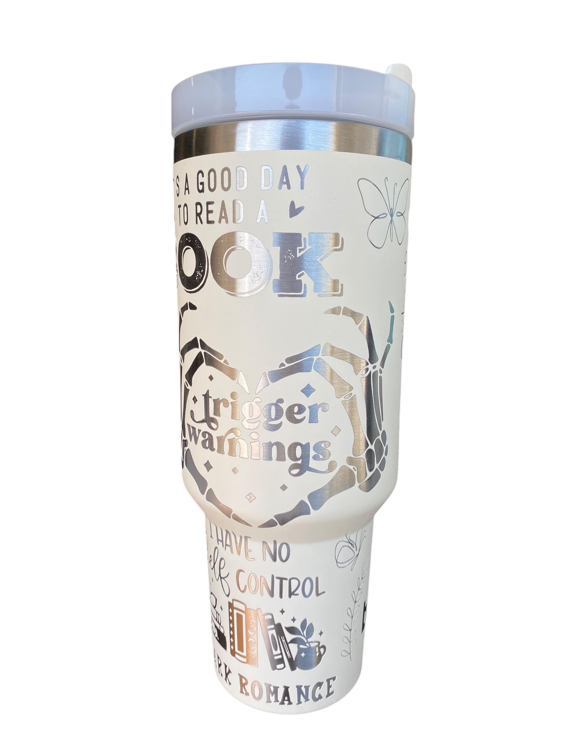 Its a Good Day to Read a Book Tumbler  - Kindle Reader Custom Engraved Cup  - 40oz tumbler with handle - Reading Theme Tumbler