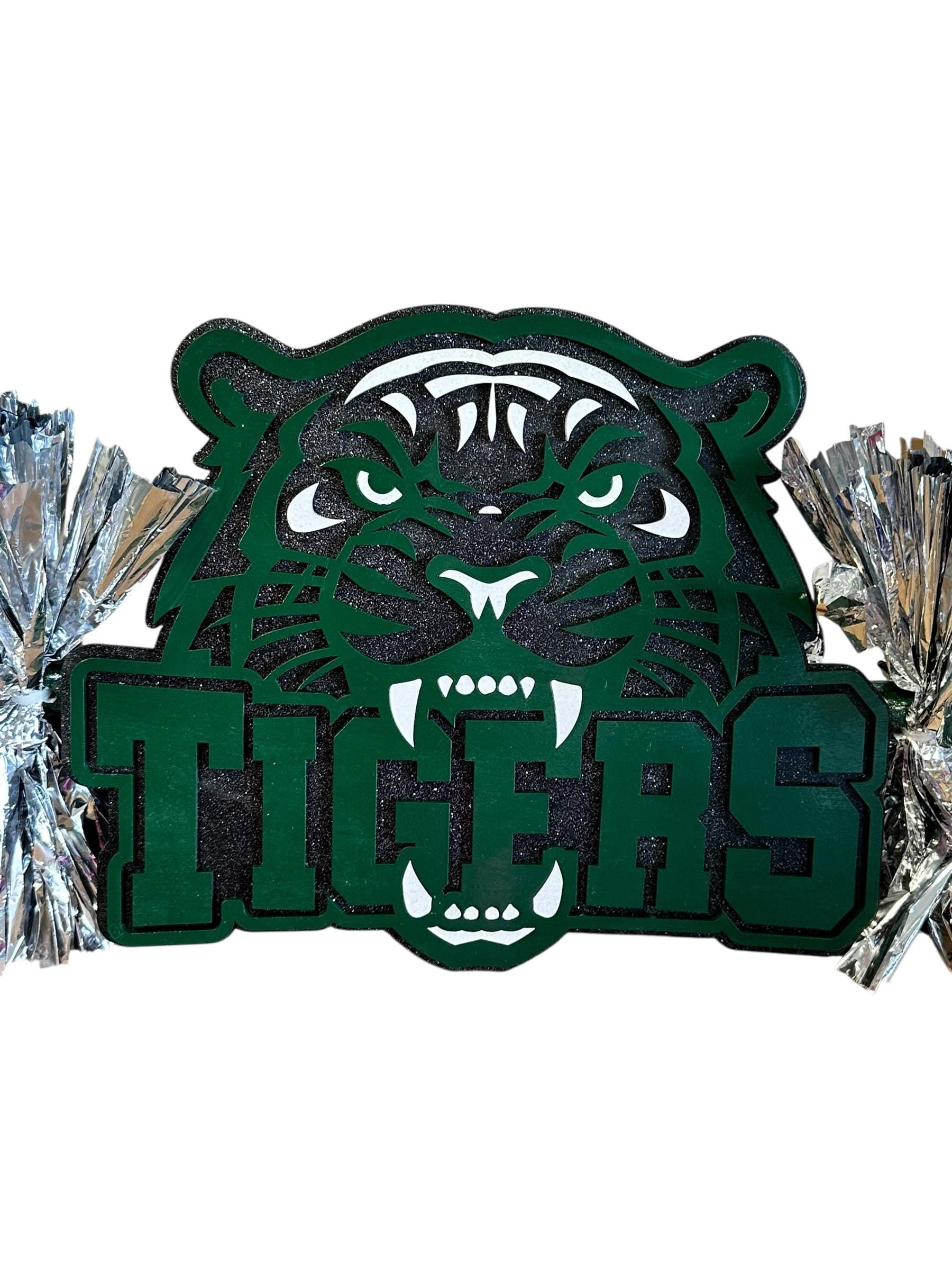 Tiger Cheerstick - Custom Mascot Cheerstick Custom Cheer Stick - Game Day Signs - Personalized Name Cheer Sign - Sport Mom Sign - Pom Poms