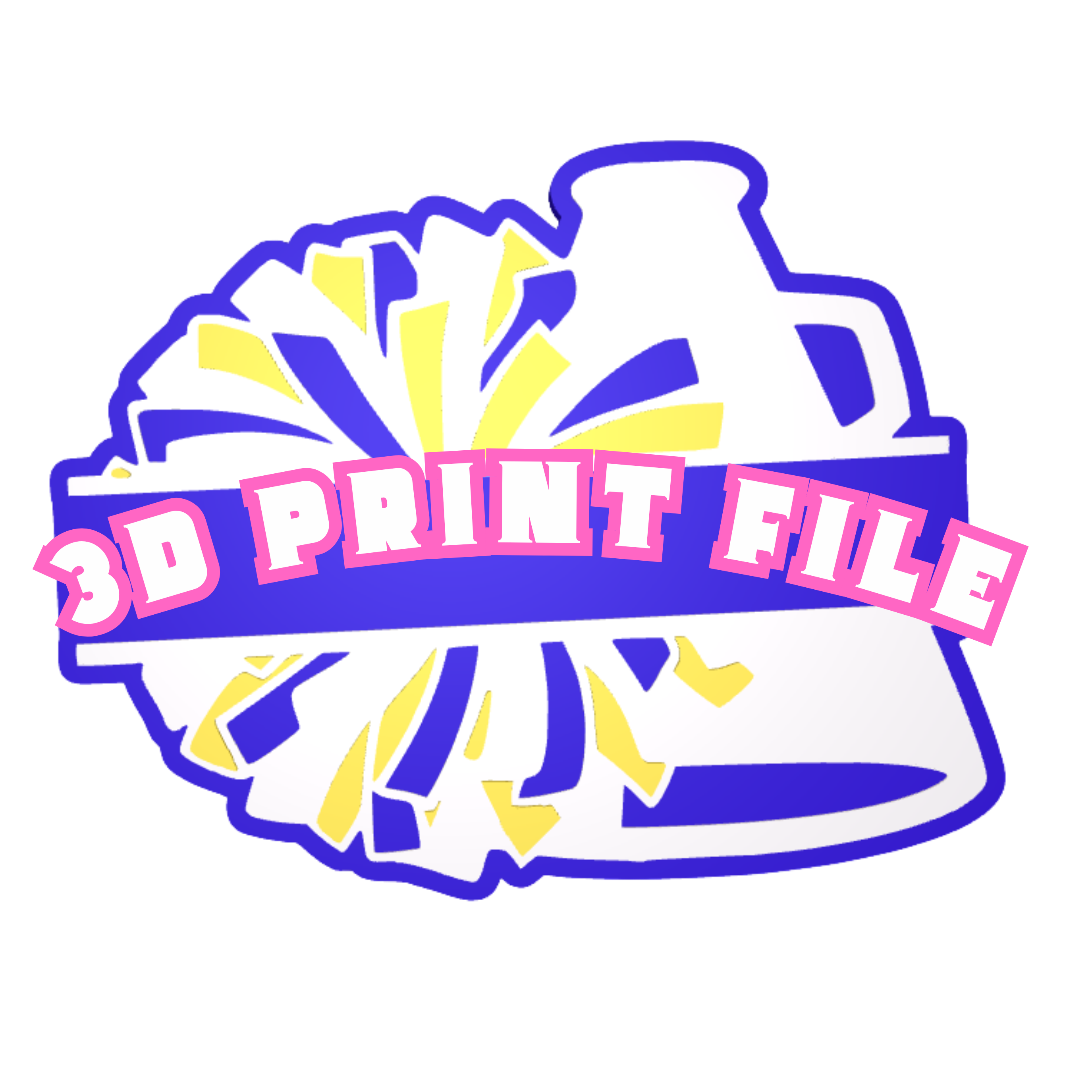 Custom Cheer Pom Megaphone 3D Print File | Personalized Cheerleader Name | STL & 3MF Digital Download | Cricut & Bambu Compatible