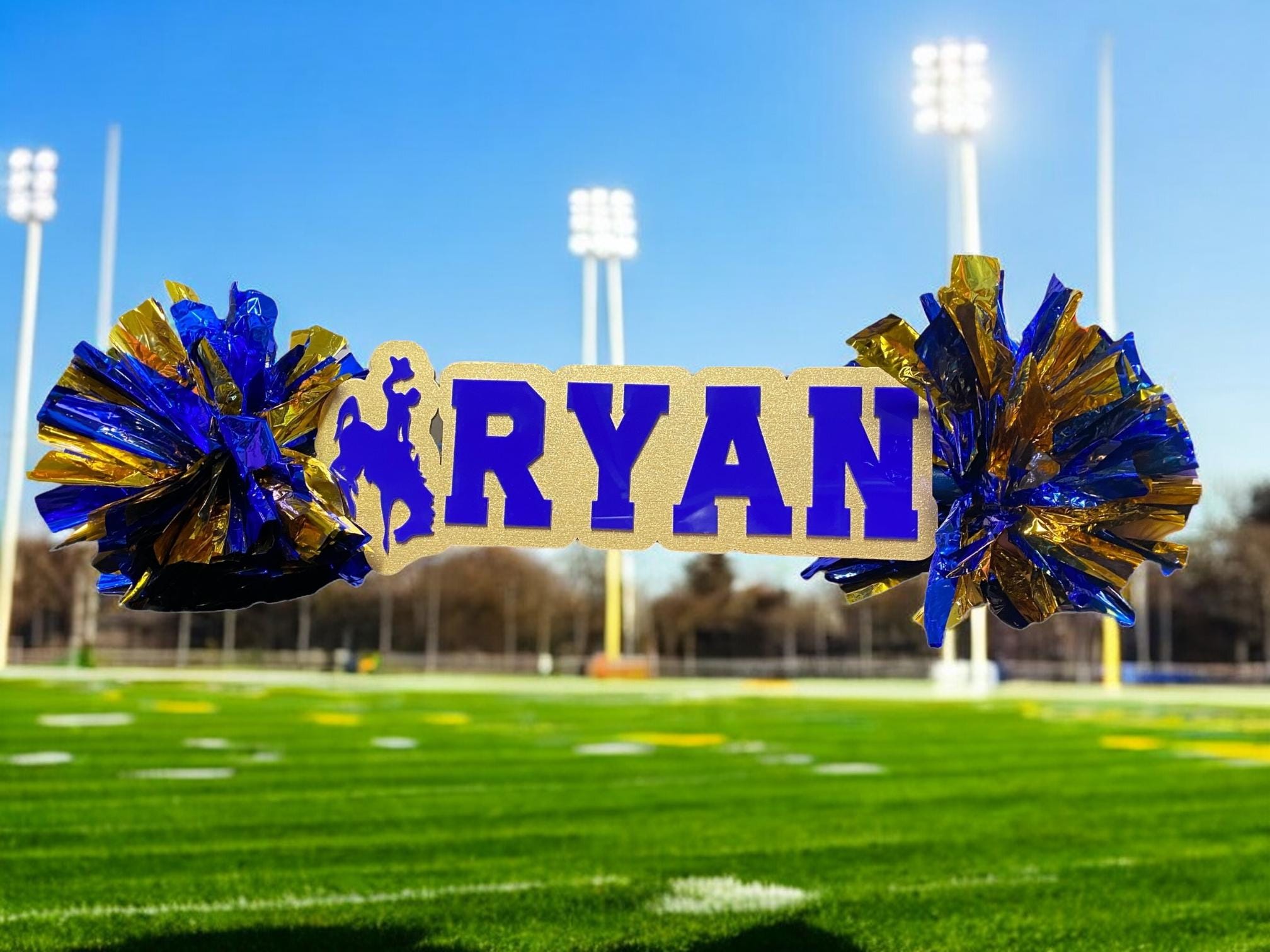 Game Day Signs - Custom Cheer Stick - Pom Pom Sign - Custom Acrylic Cheer Stick - Personalized Name Cheer Sign - Sport Mom Sign - Pom Poms